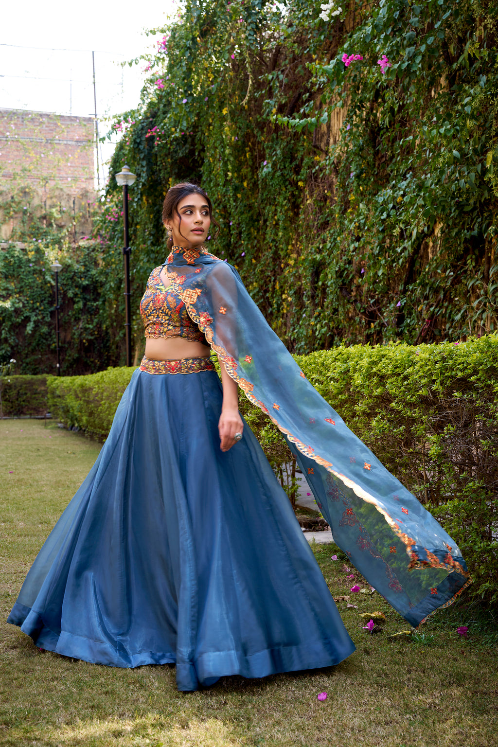 Chanda Silk Thread Embroidered Lehenga With Dupatta