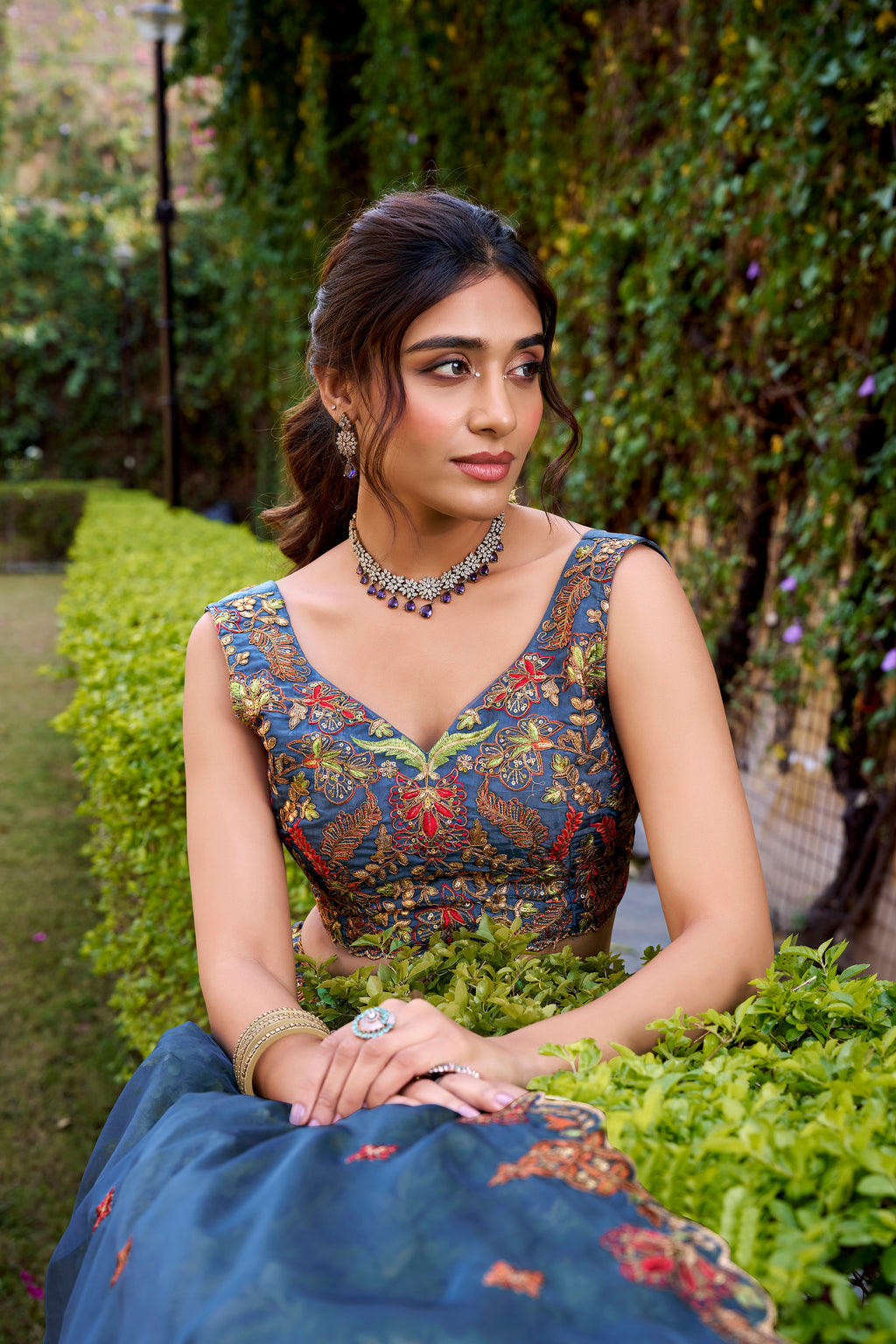 Chanda Silk Thread Embroidered Lehenga With Dupatta