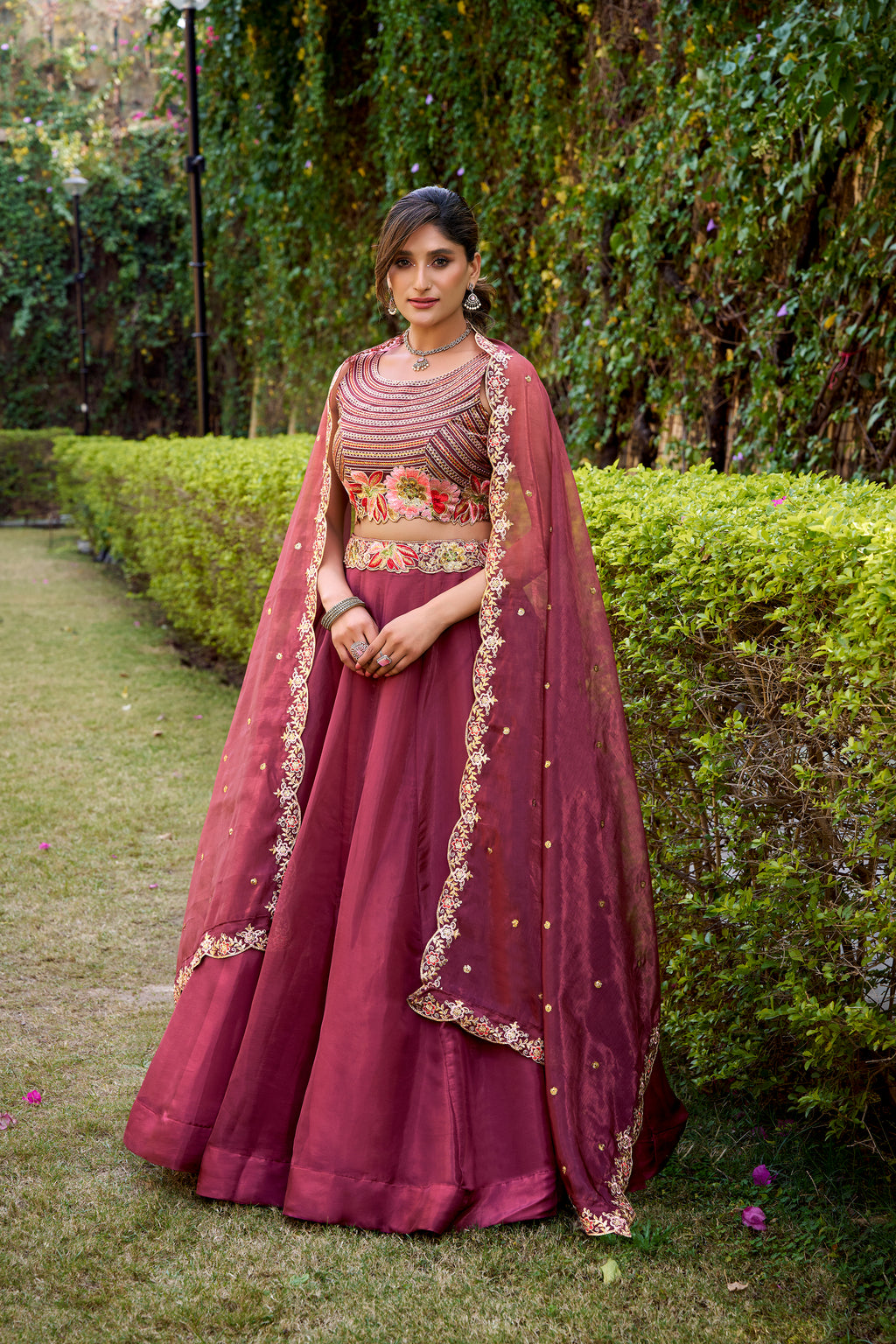 Chanda Silk Thread Embroidered Lehenga With Dupatta
