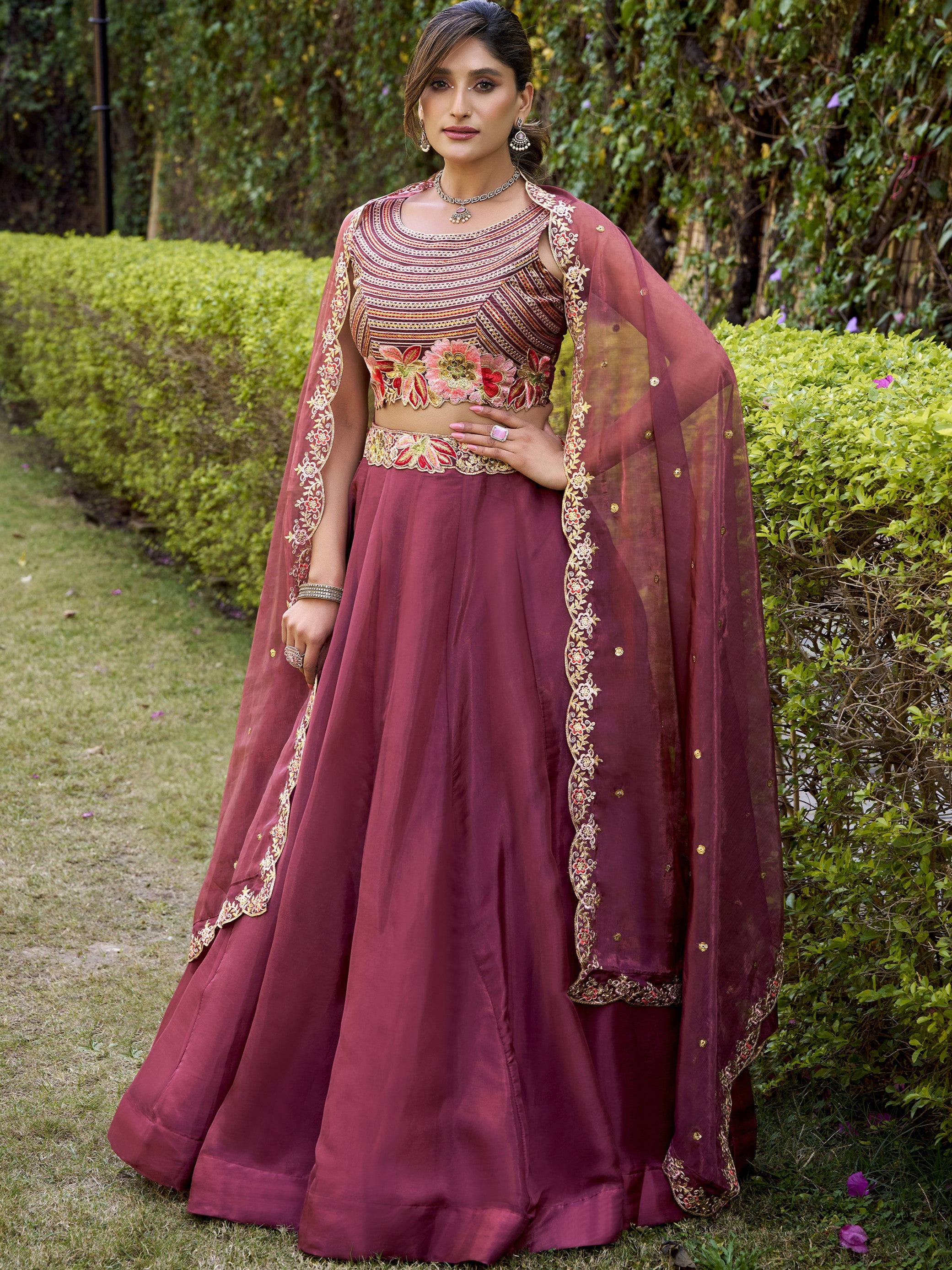 Chanda Silk Thread Embroidered Lehenga With Dupatta