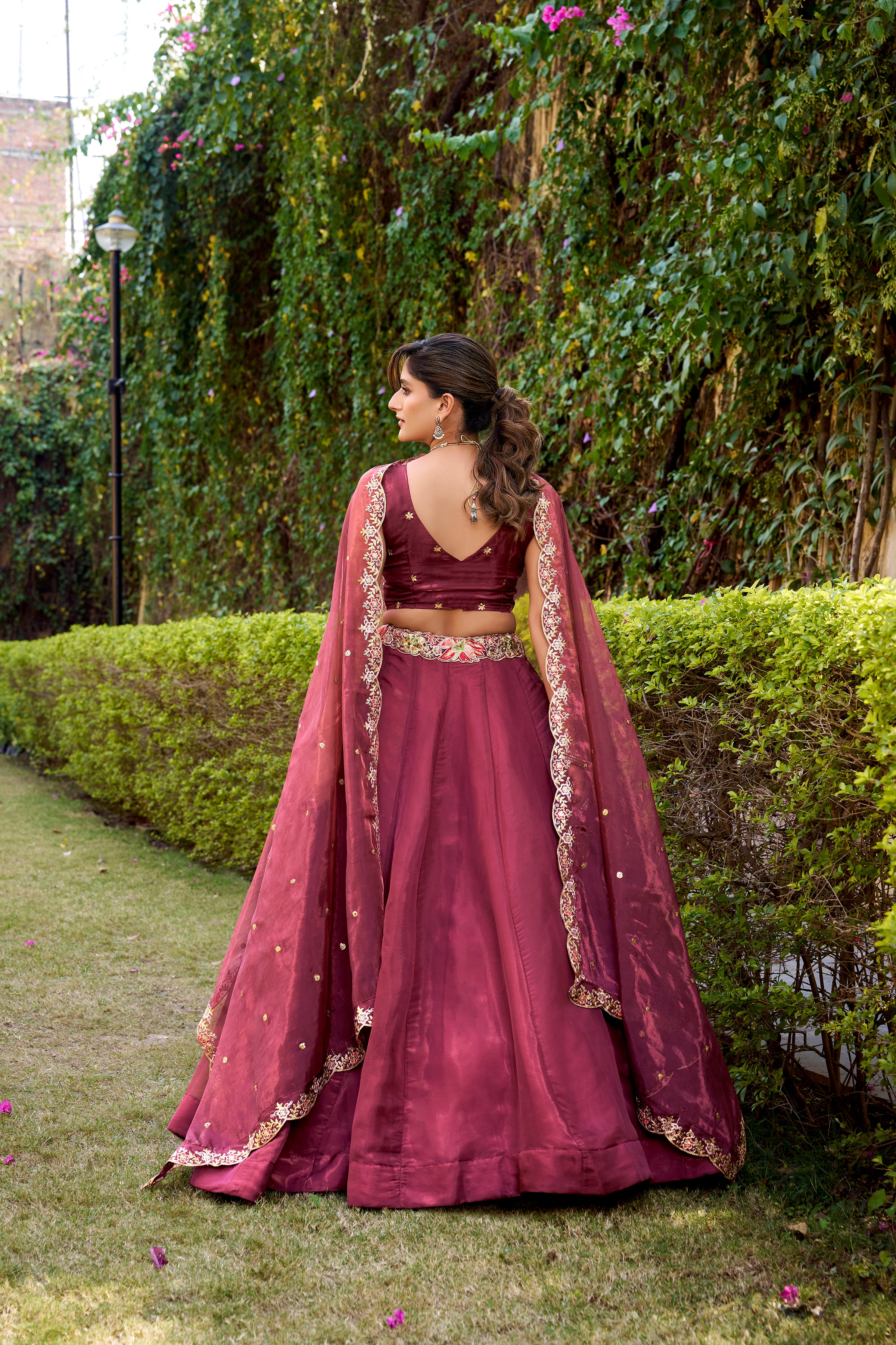 Chanda Silk Thread Embroidered Lehenga With Dupatta