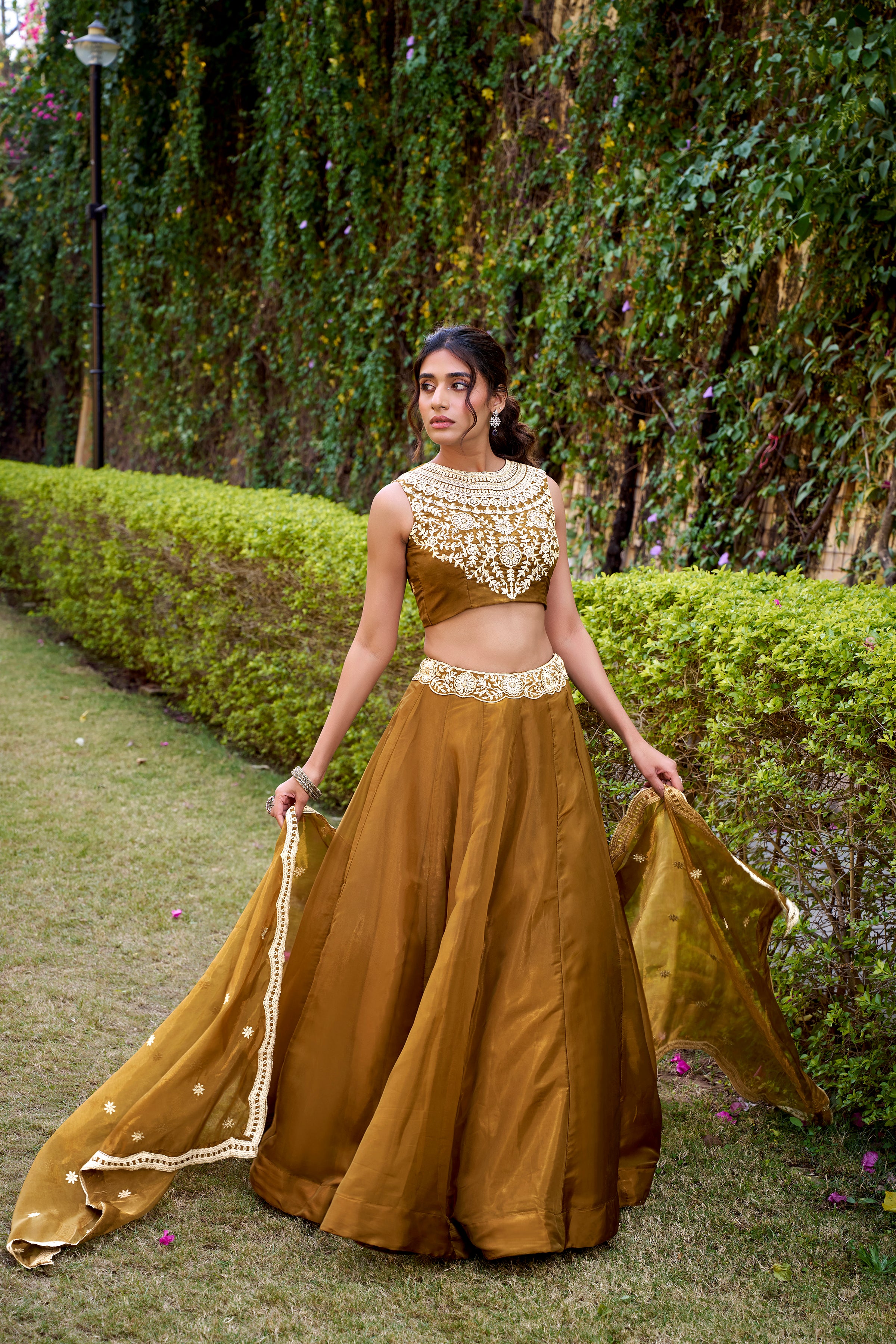 Chanda Silk Thread Embroidered Lehenga With Dupatta