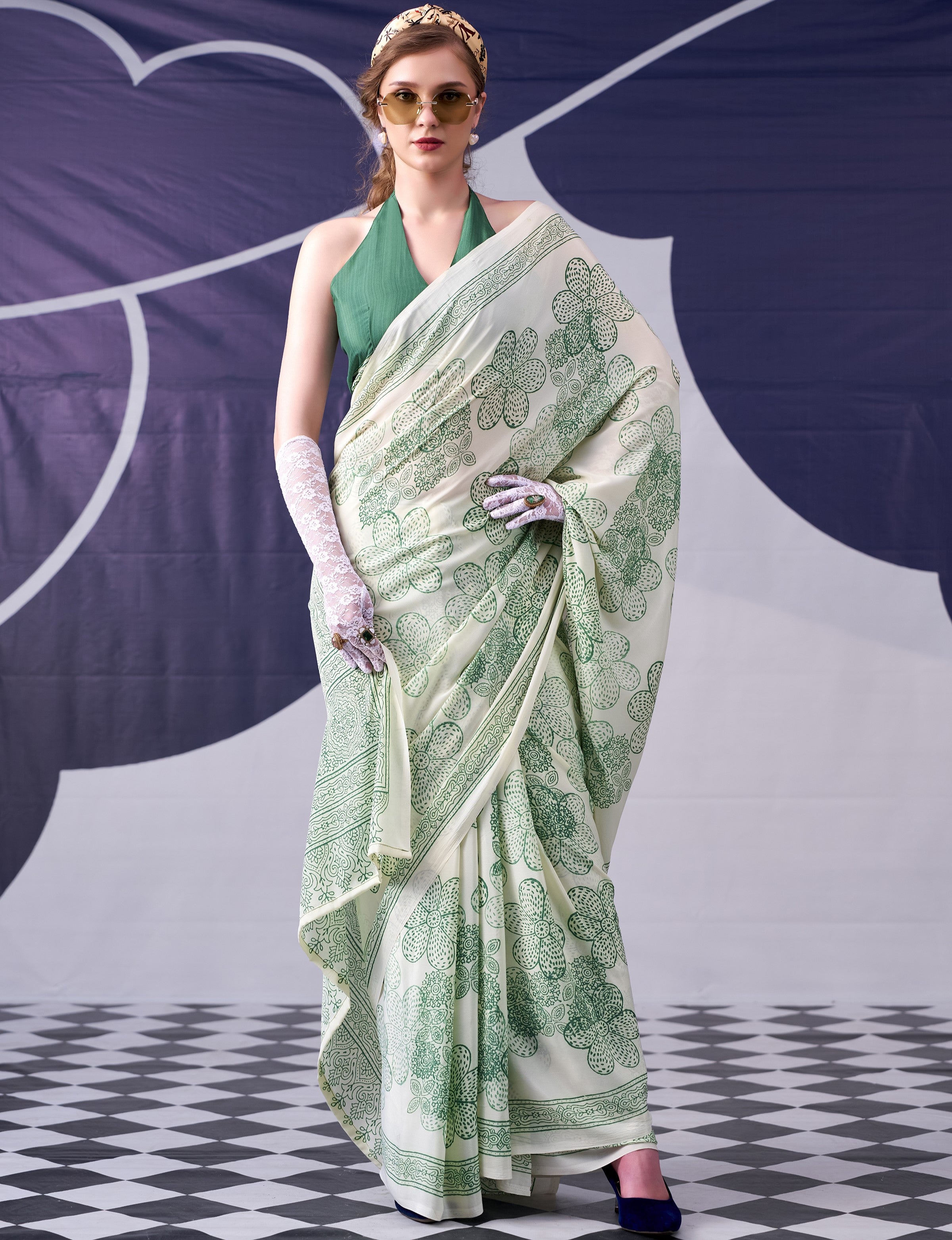 Satin Silk Floral Printed Saree