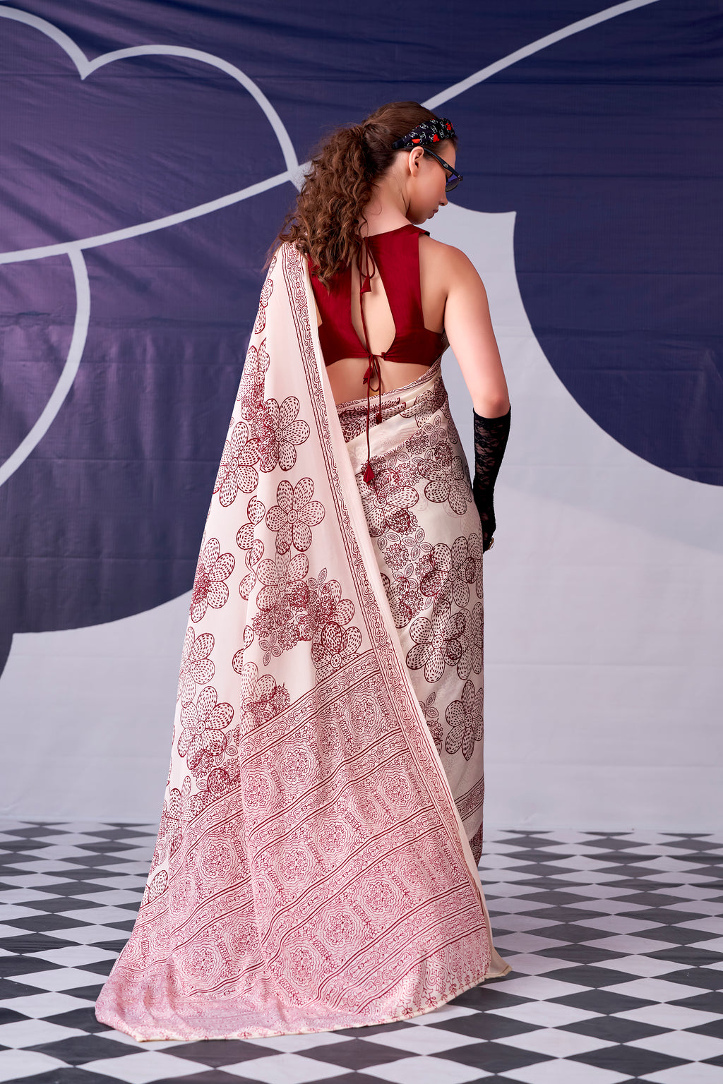 Satin Silk Floral Printed Saree