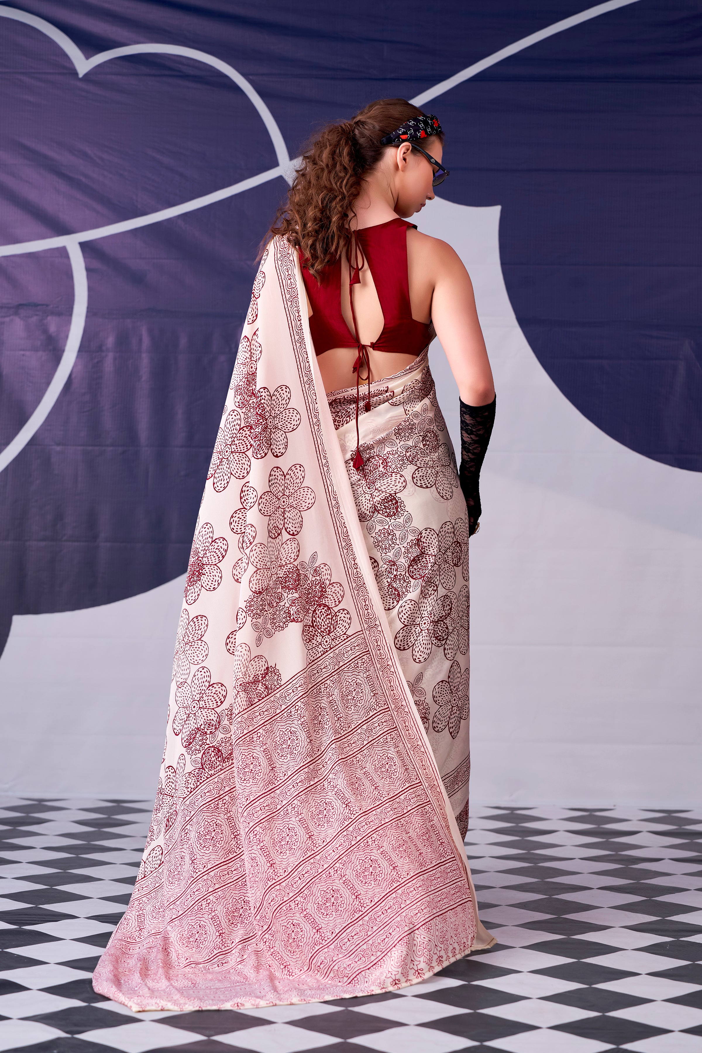Satin Silk Floral Printed Saree