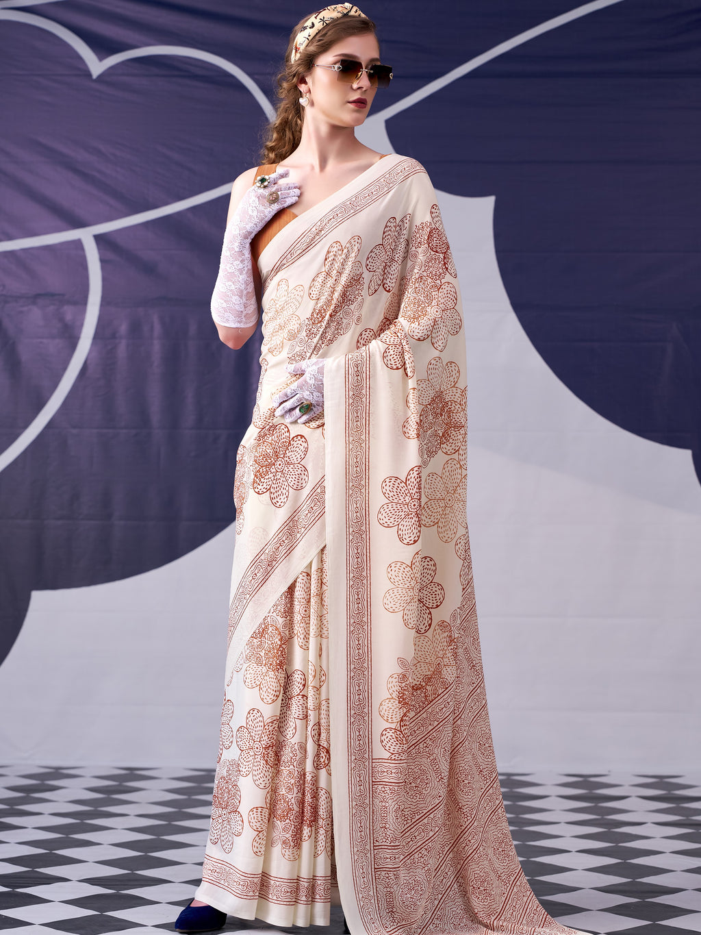 Satin Silk Floral Printed Saree