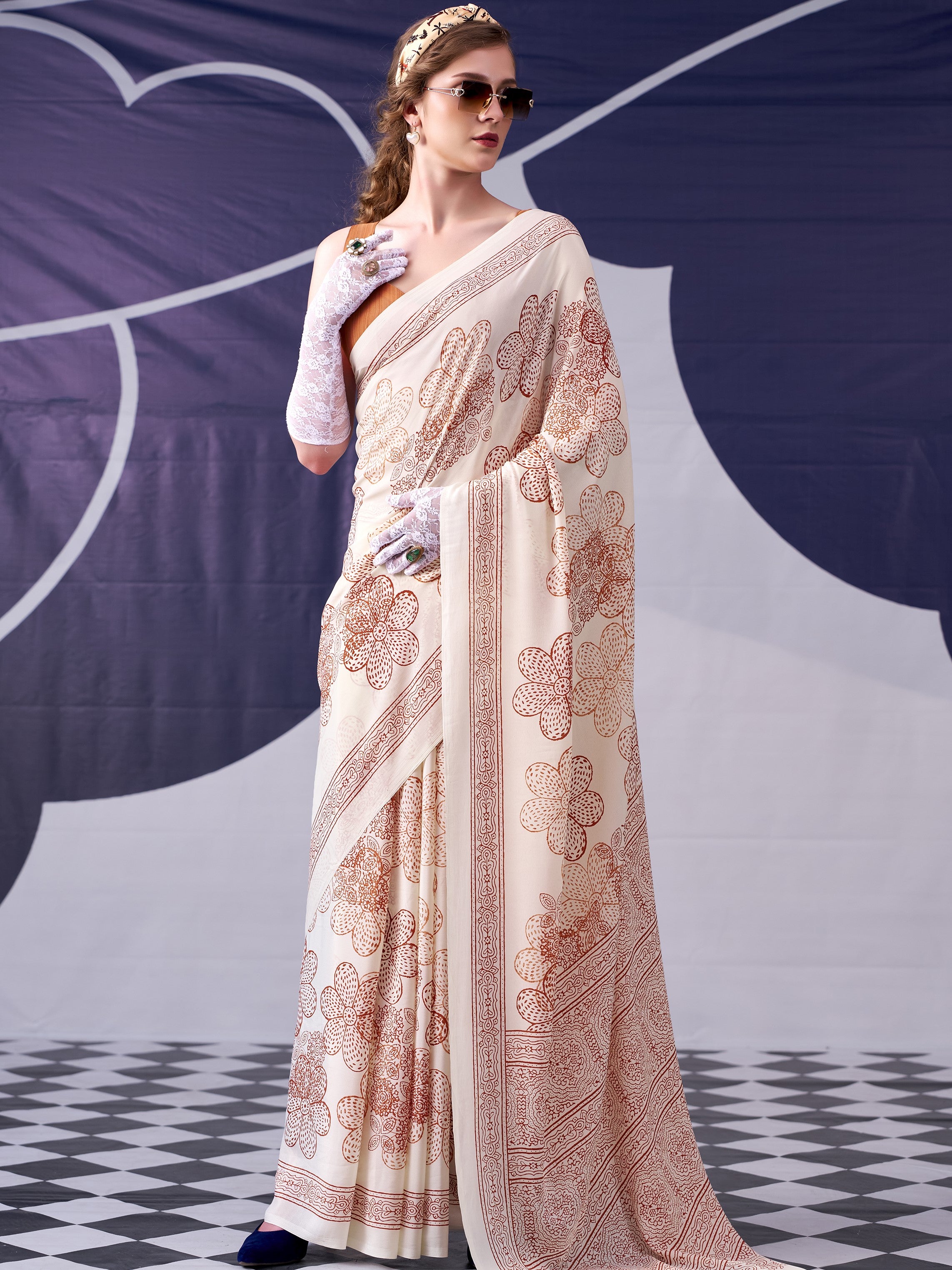 Satin Silk Floral Printed Saree