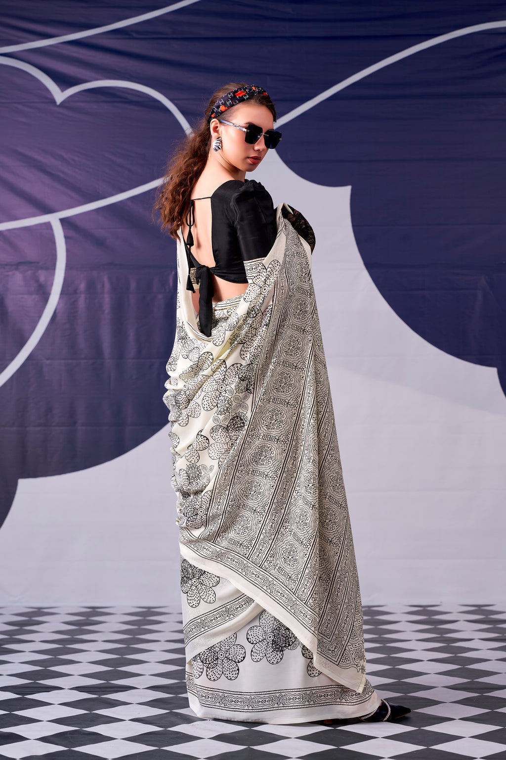 Satin Silk Floral Printed Saree