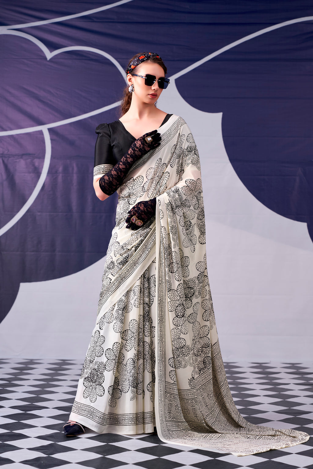 Satin Silk Floral Printed Saree