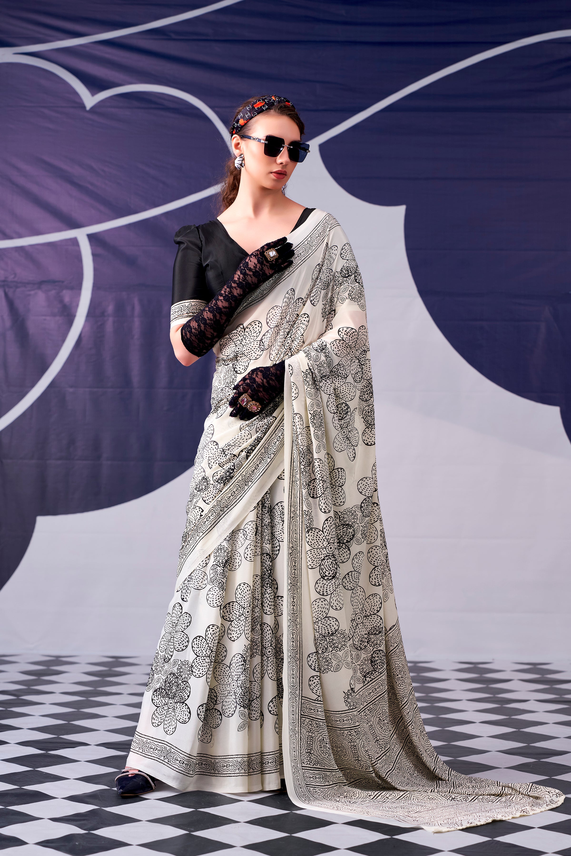 Satin Silk Floral Printed Saree
