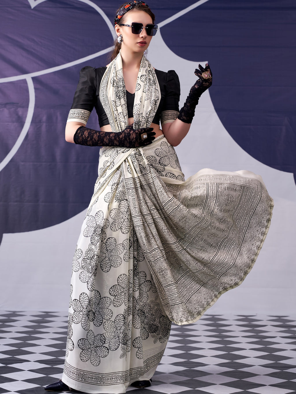 Satin Silk Floral Printed Saree