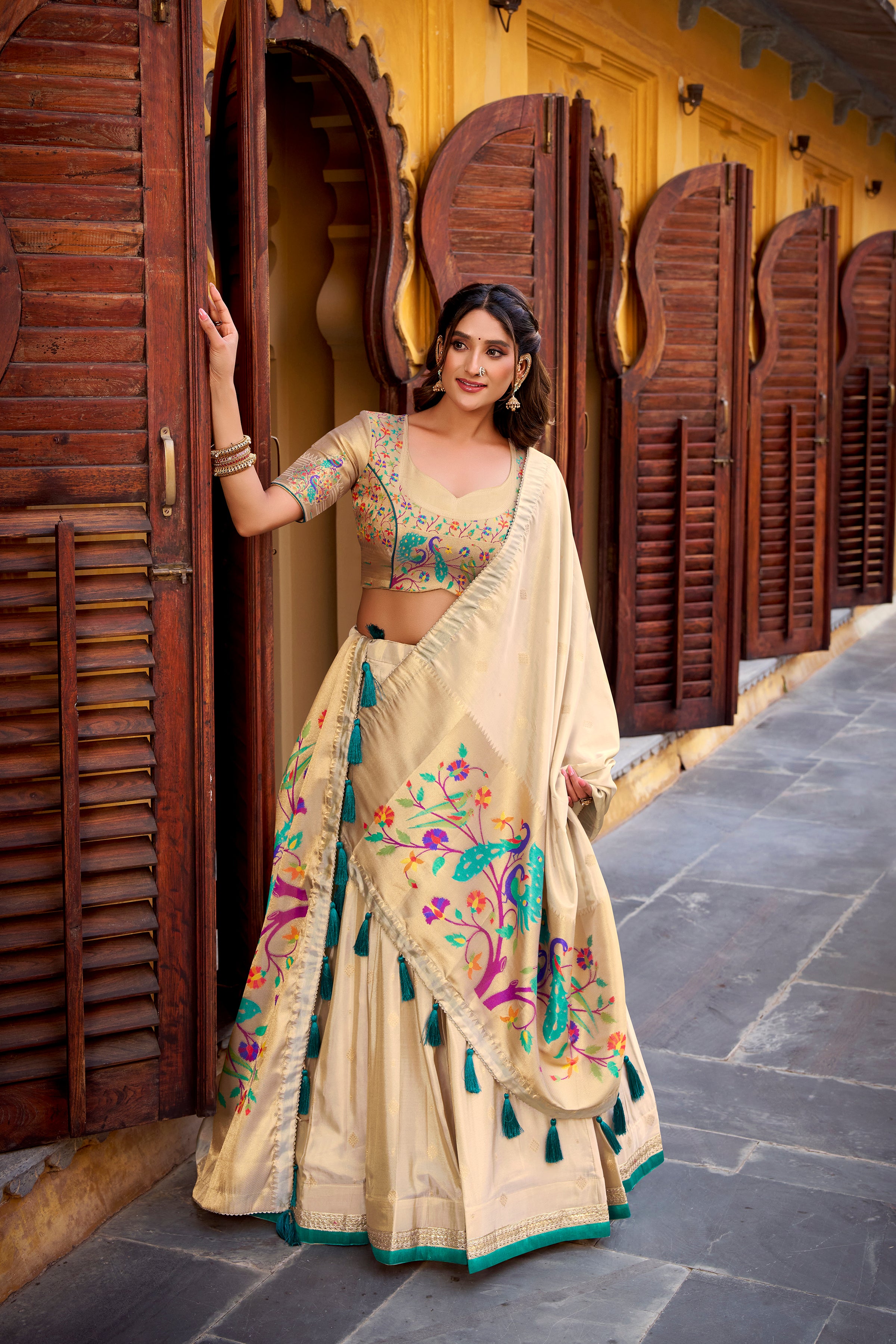 Shimmer Paithani Zari Weaving Lehenga With Dupatta