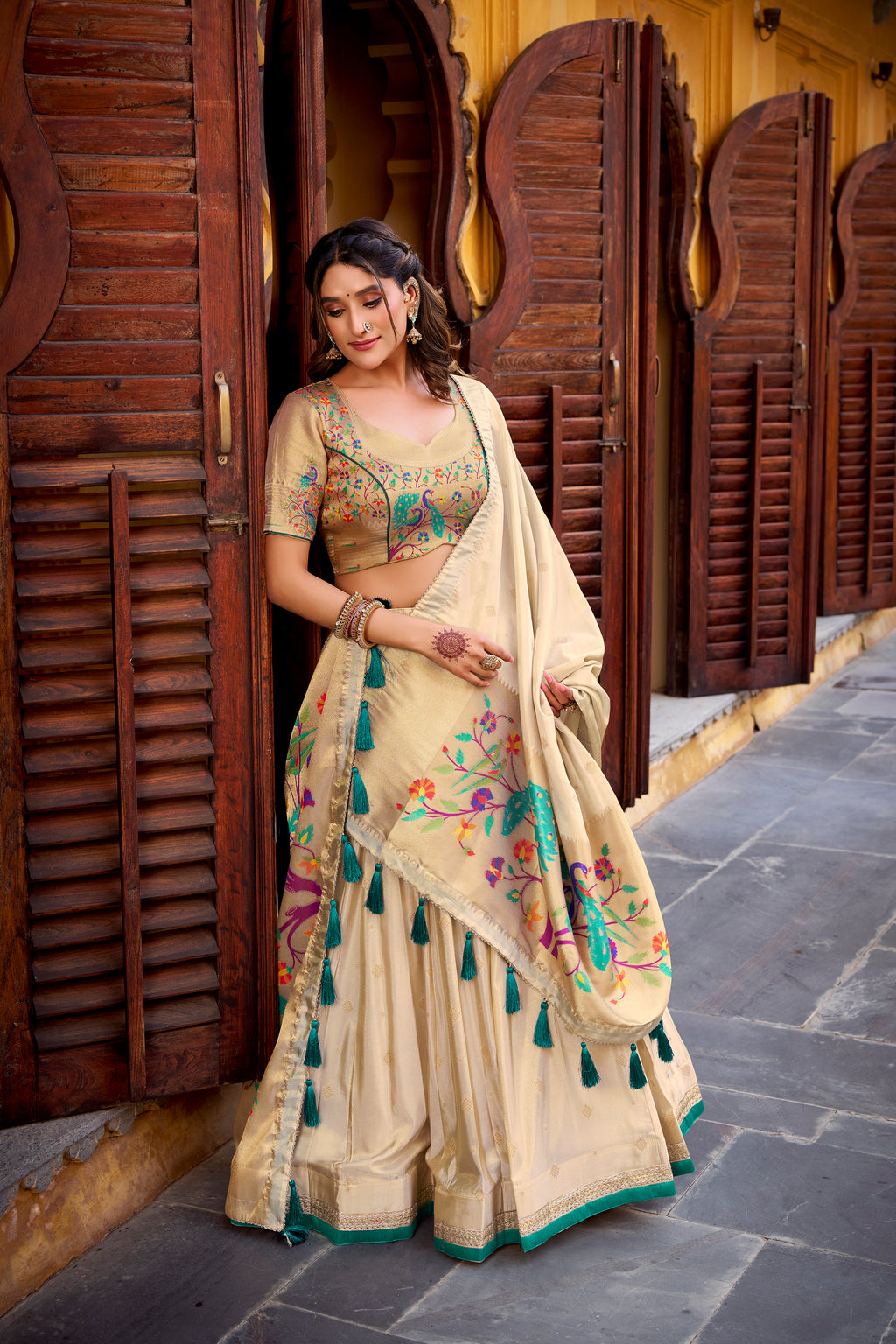 Shimmer Paithani Zari Weaving Lehenga With Dupatta