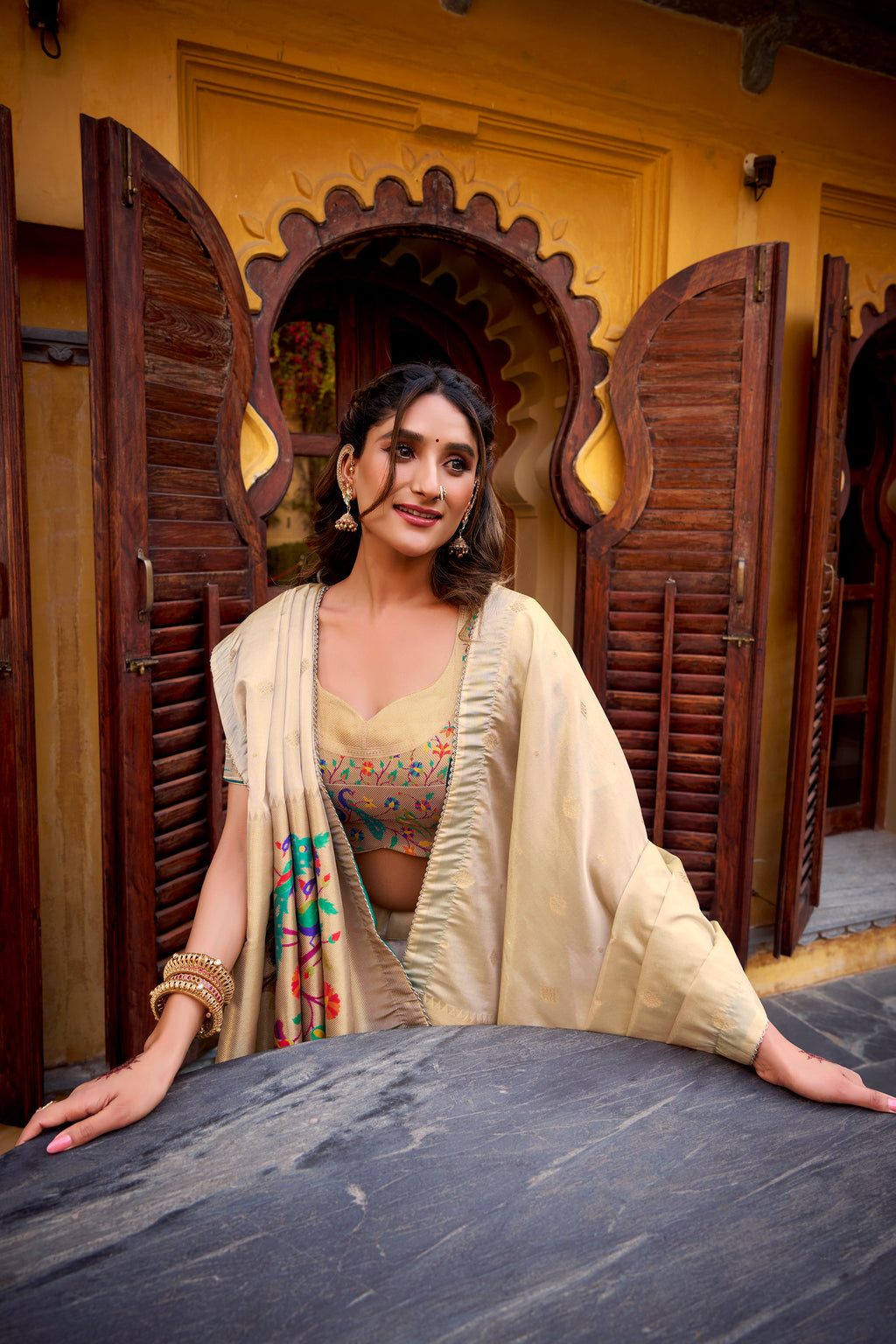 Shimmer Paithani Zari Weaving Lehenga With Dupatta