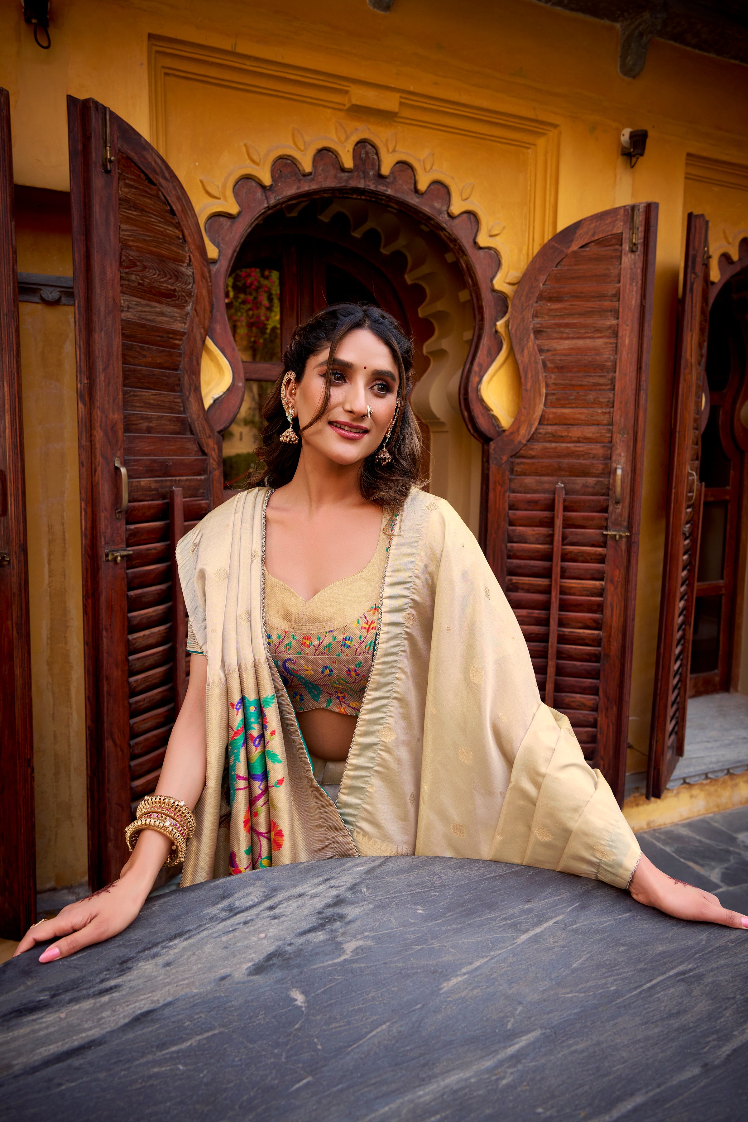 Shimmer Paithani Zari Weaving Lehenga With Dupatta