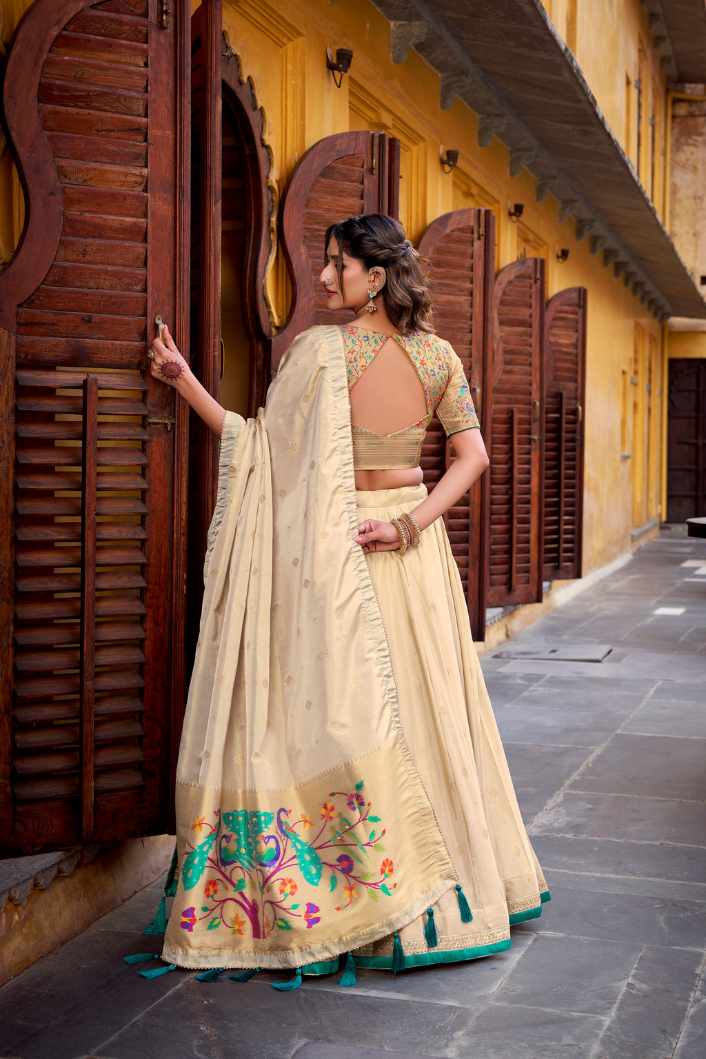 Shimmer Paithani Zari Weaving Lehenga With Dupatta