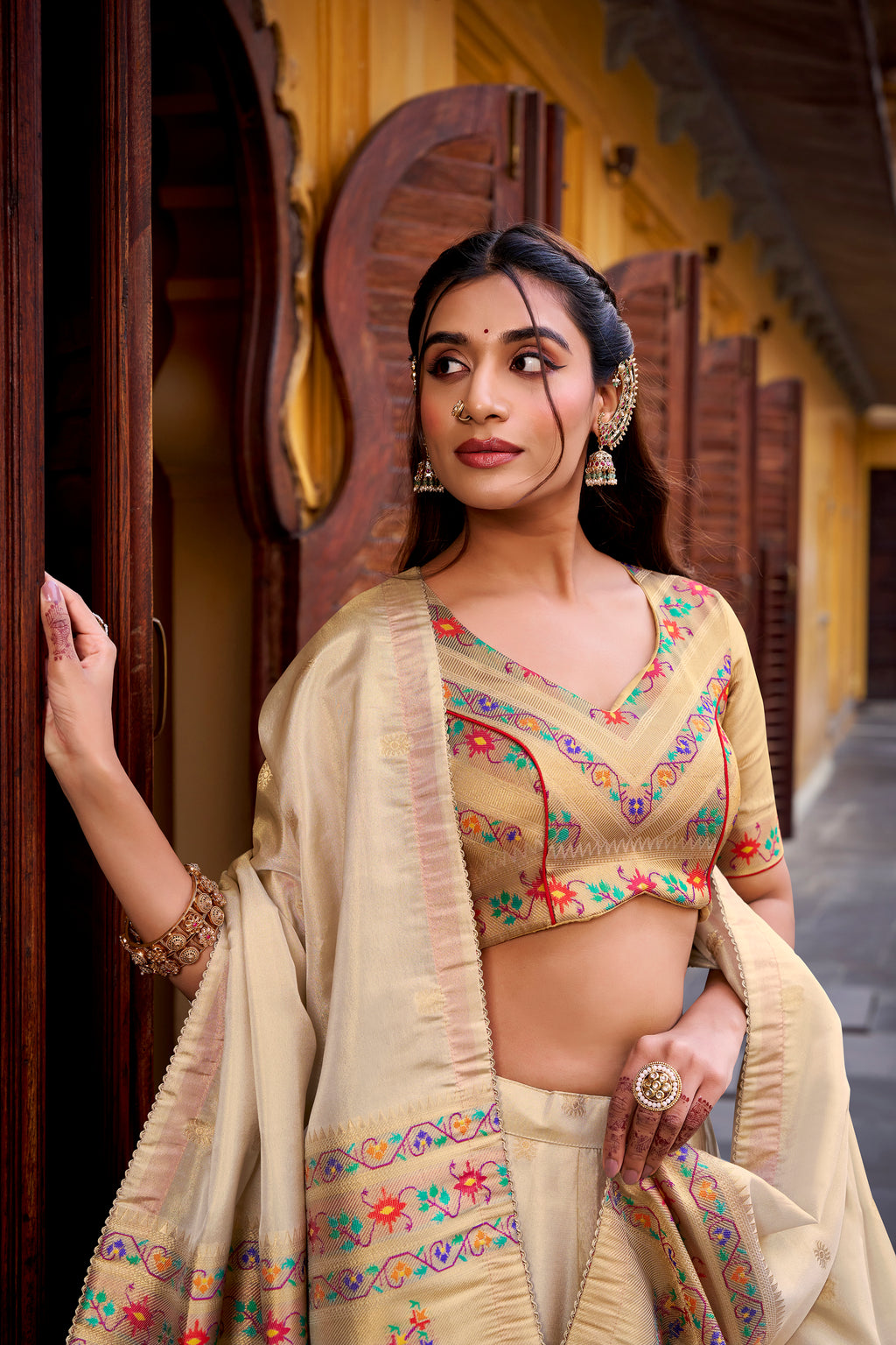 Shimmer Paithani Zari Weaving Lehenga With Dupatta