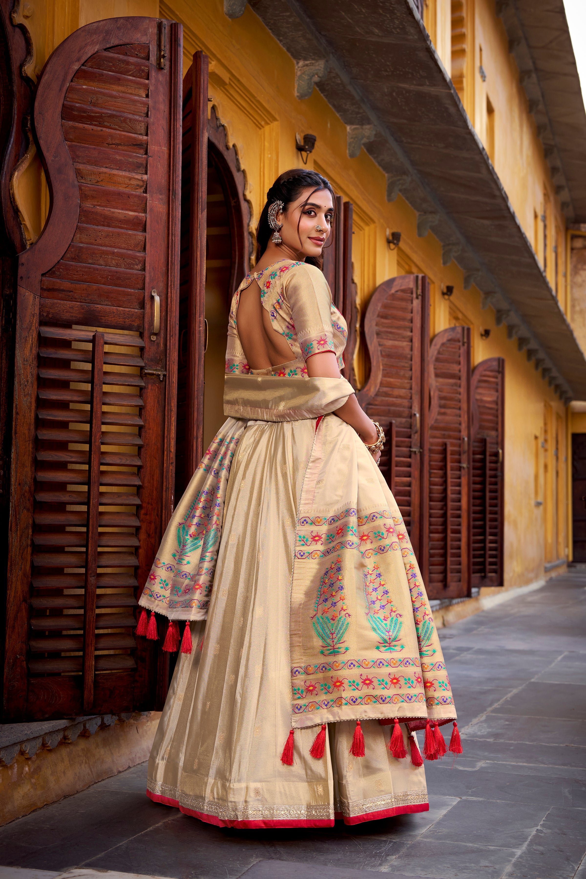 Shimmer Paithani Zari Weaving Lehenga With Dupatta