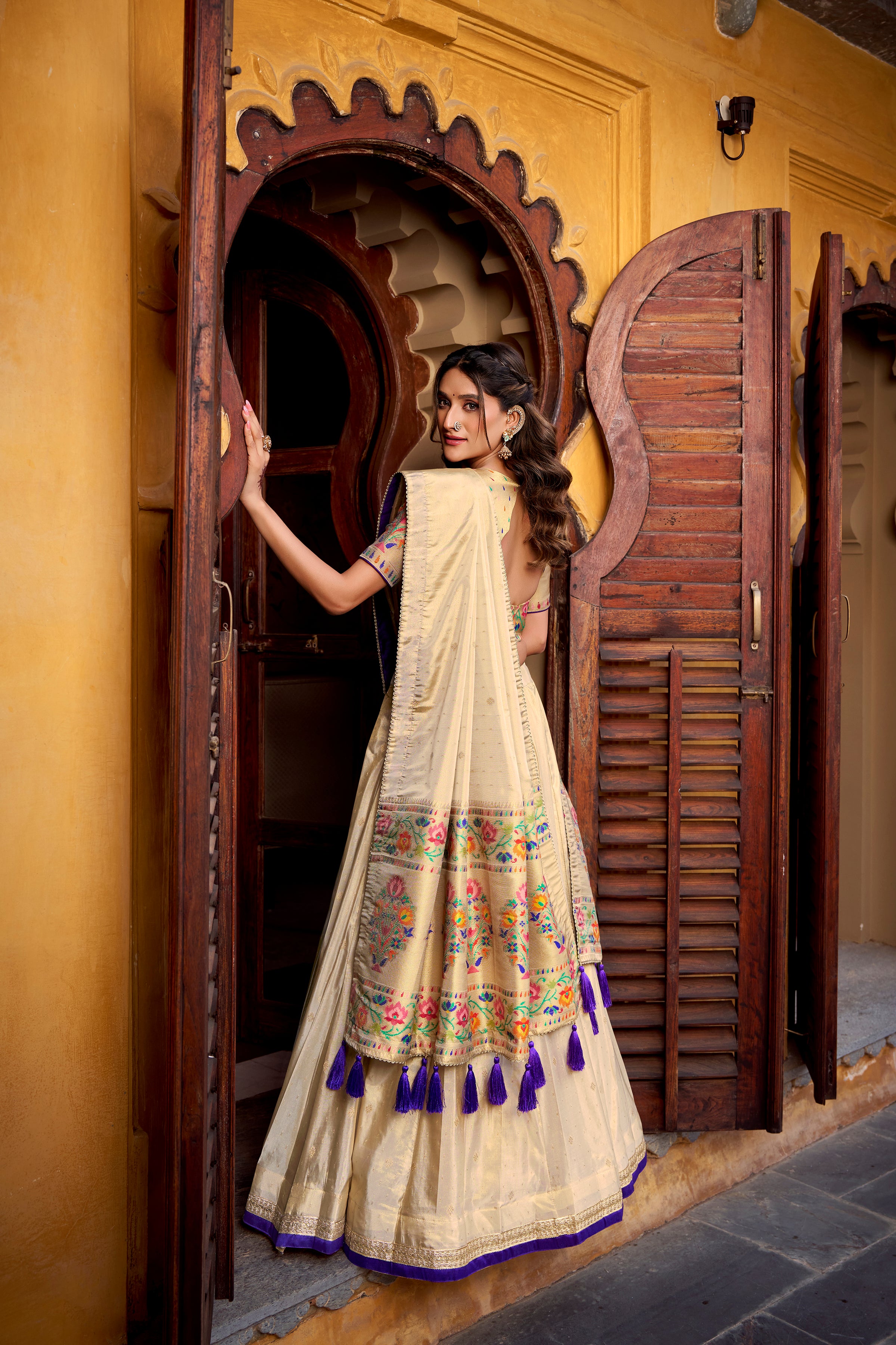 Shimmer Paithani Zari Weaving Lehenga With Dupatta