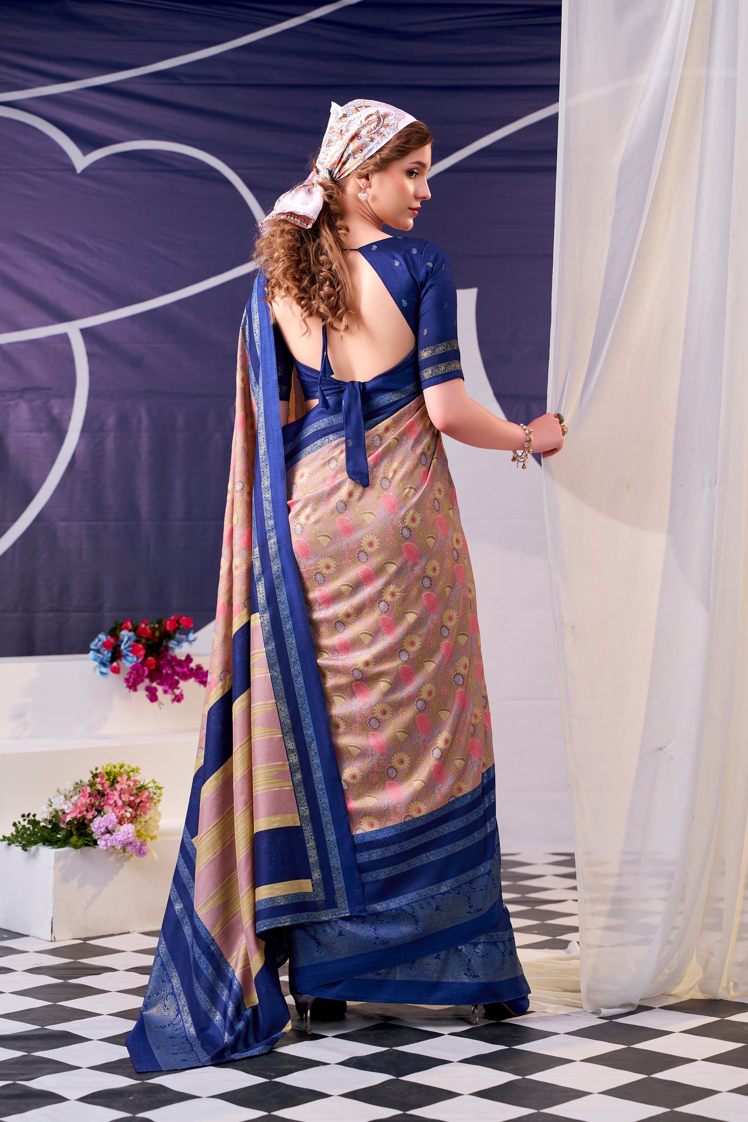Tussar Silk Floral Prinetd Saree