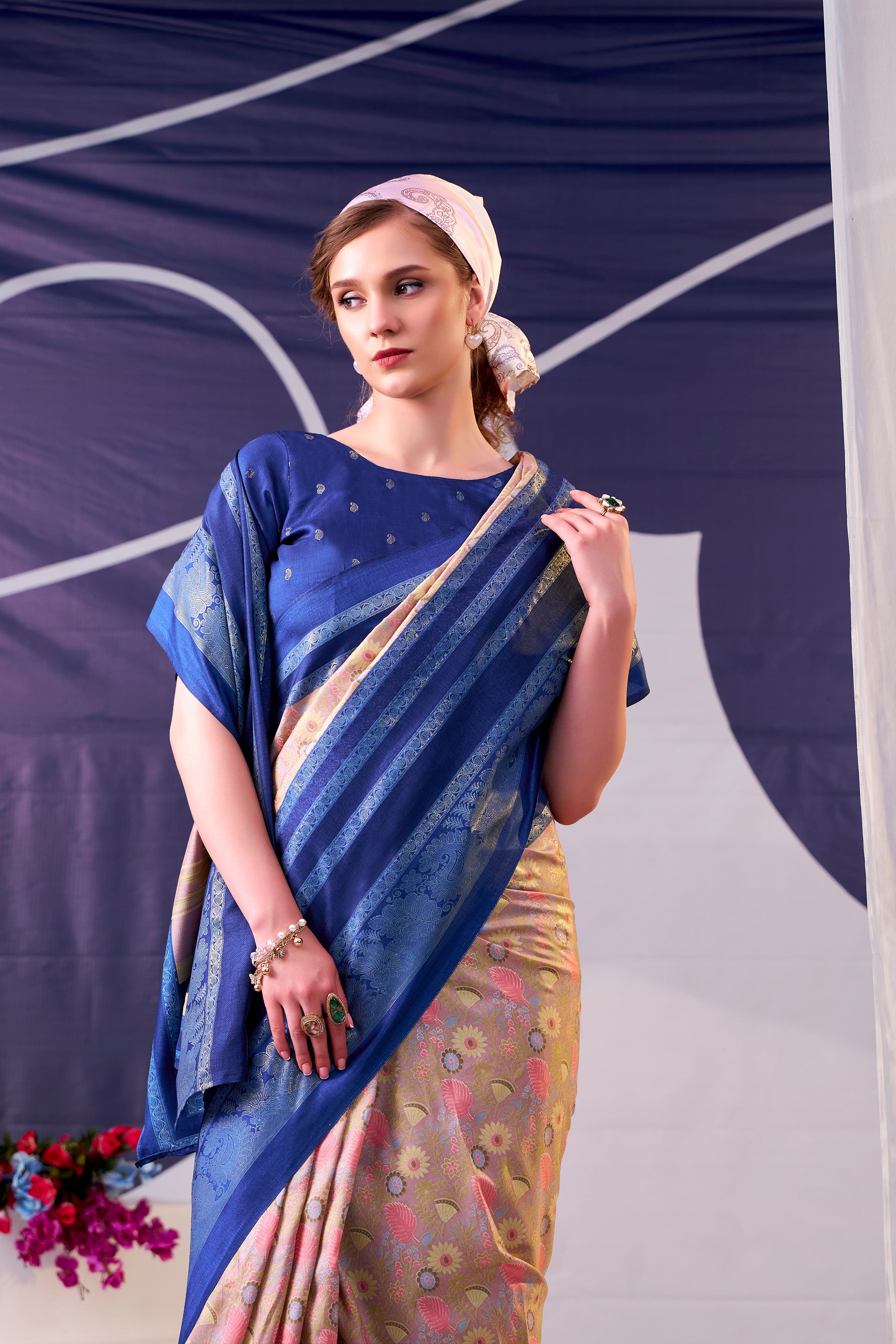 Tussar Silk Floral Prinetd Saree