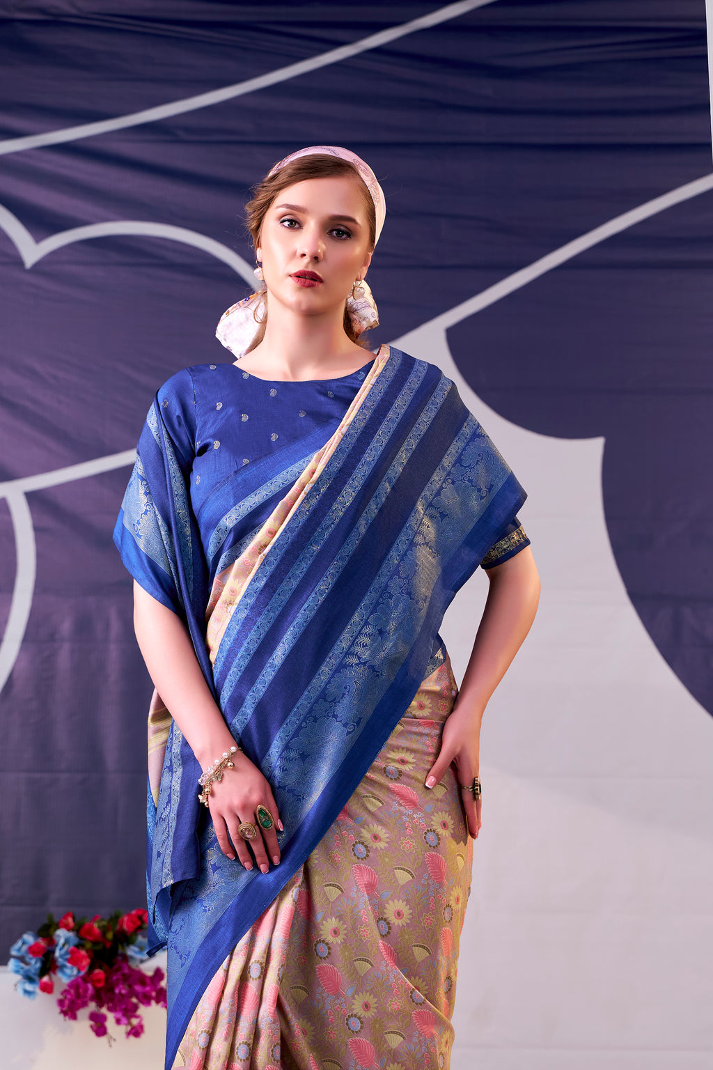 Tussar Silk Floral Prinetd Saree