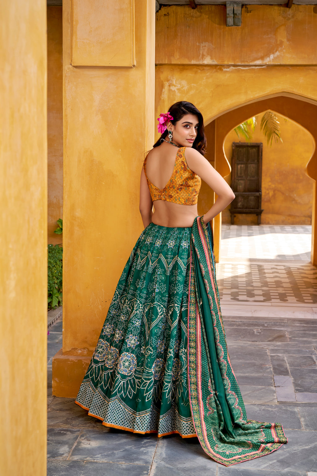 Vaishali Silk Bead Embroidered Lehenga With Dupatta