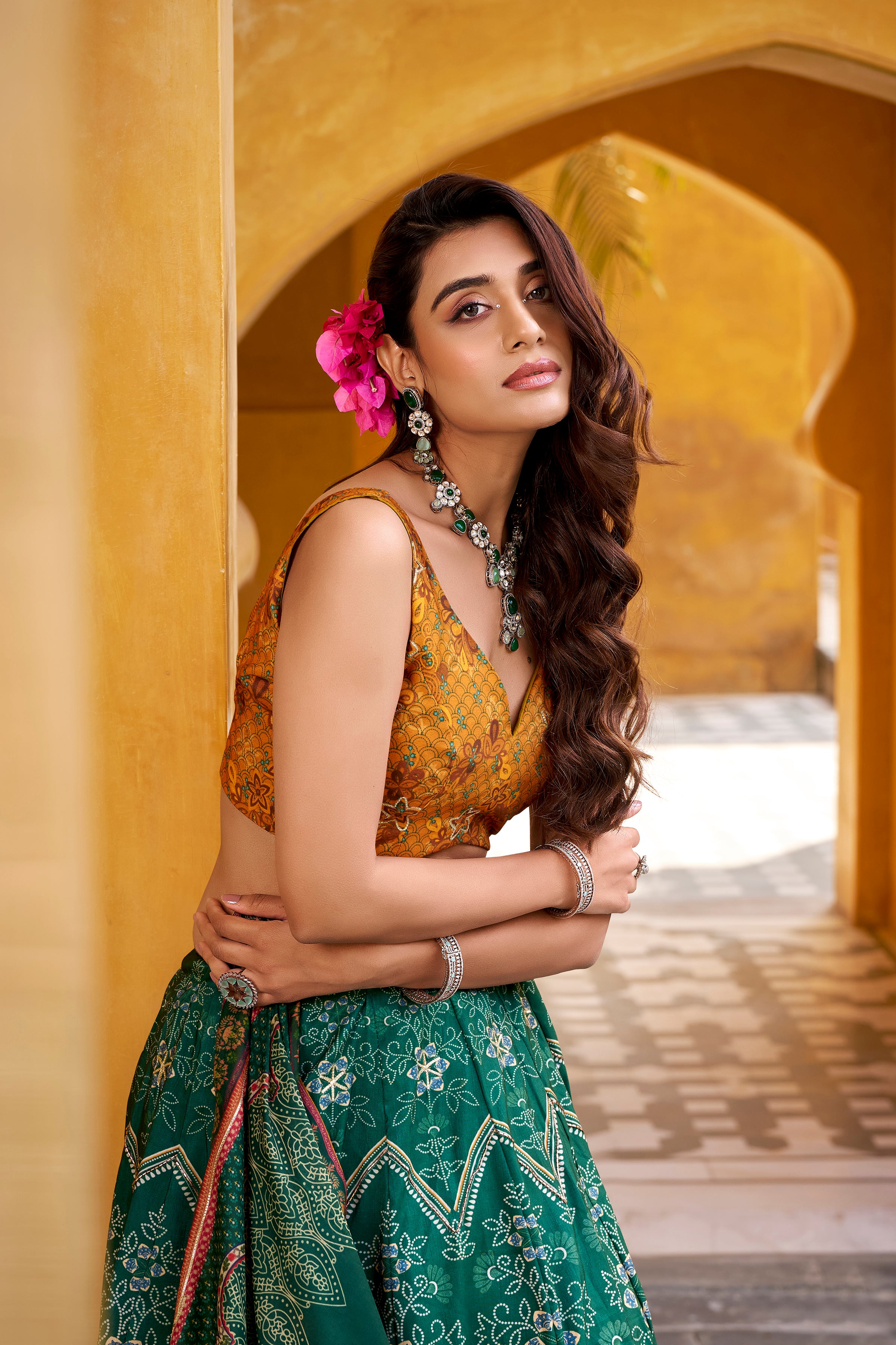 Vaishali Silk Bead Embroidered Lehenga With Dupatta