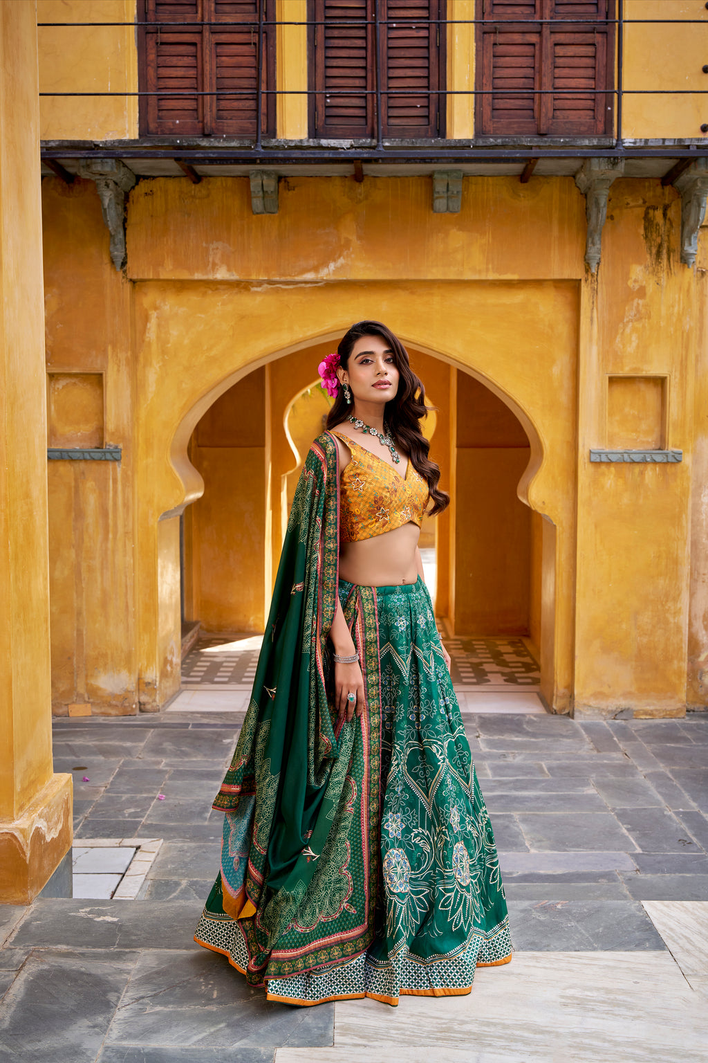 Vaishali Silk Bead Embroidered Lehenga With Dupatta