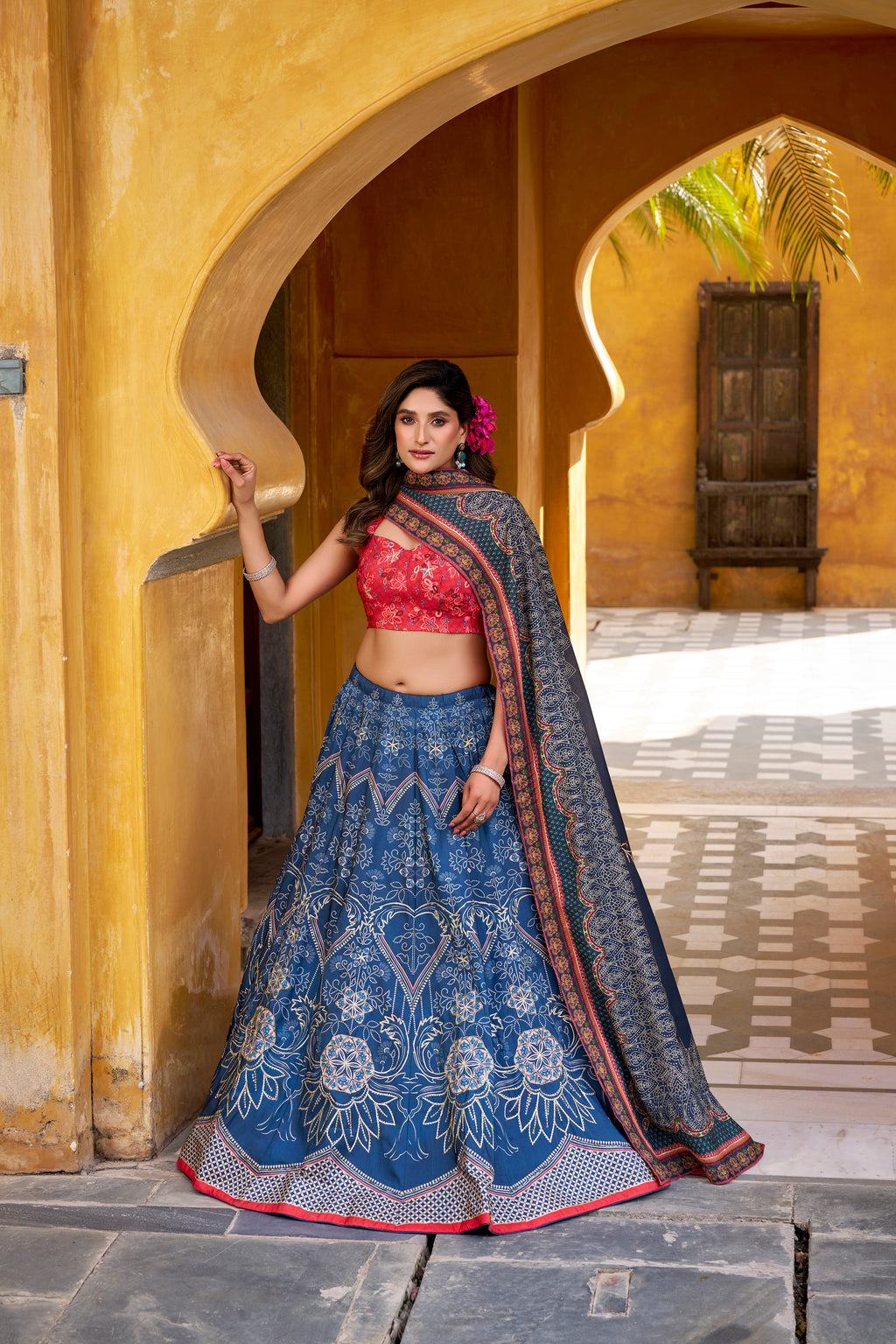 Vaishali Silk Bead Embroidered Lehenga With Dupatta