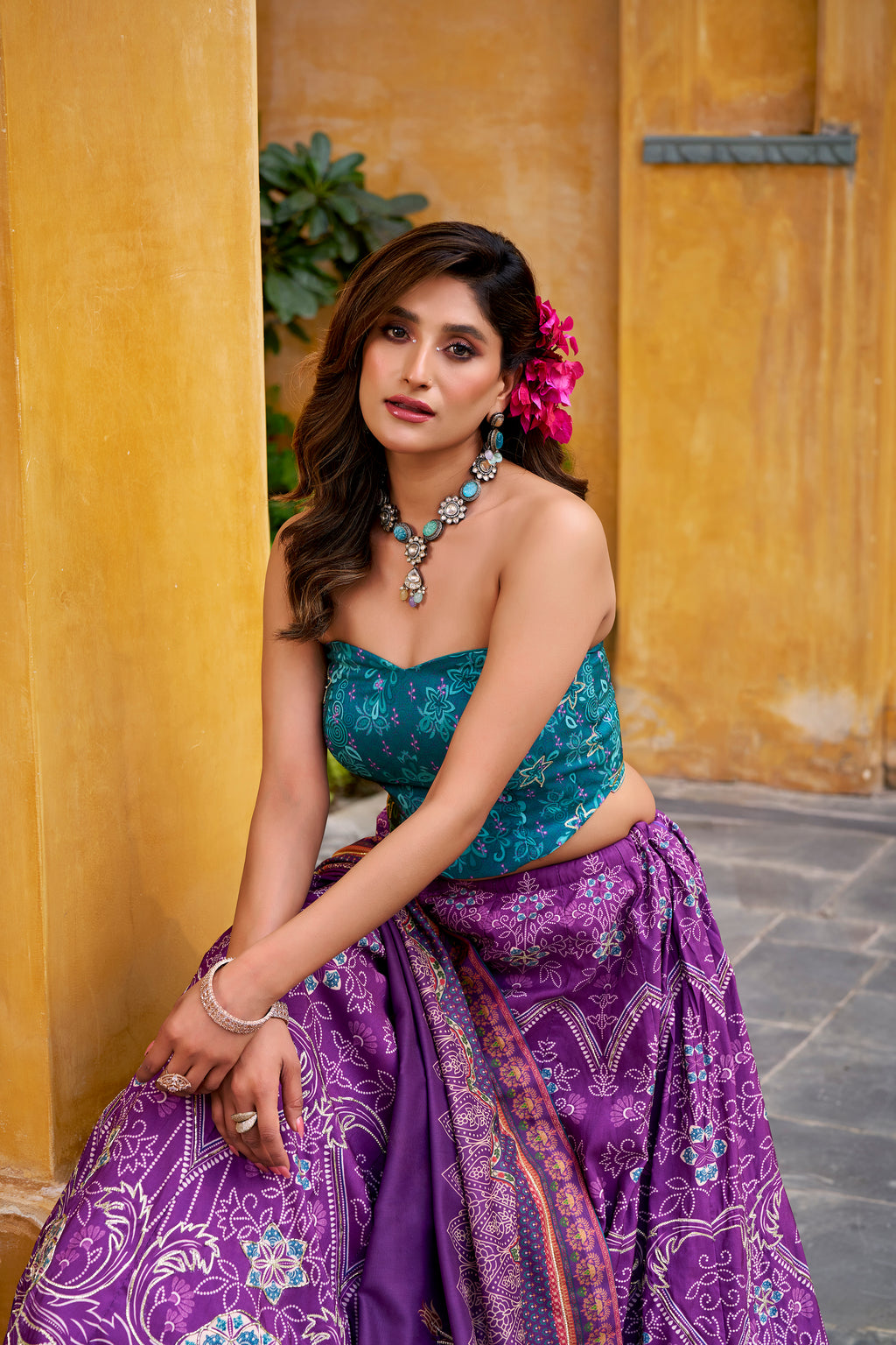 Vaishali Silk Bead Embroidered Lehenga With Dupatta