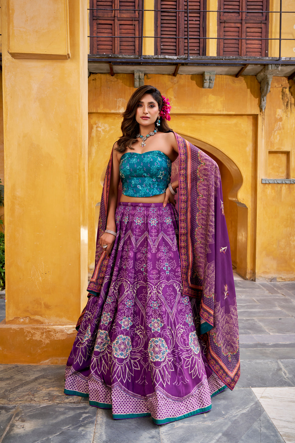 Vaishali Silk Bead Embroidered Lehenga With Dupatta