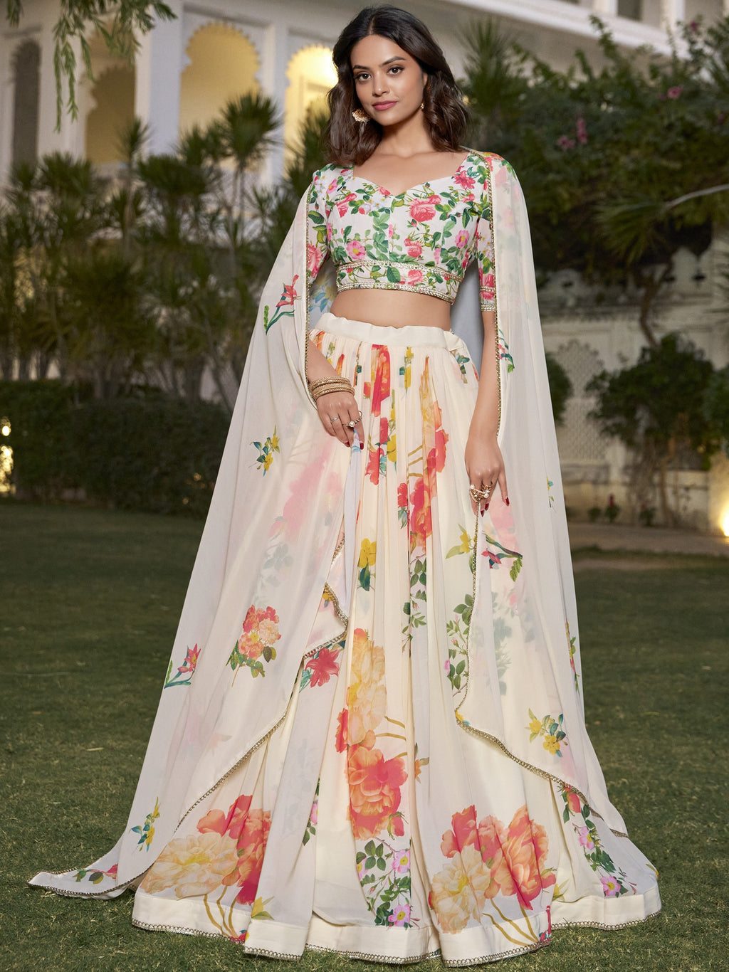 Georgette Floral Printed Lehenga For Women