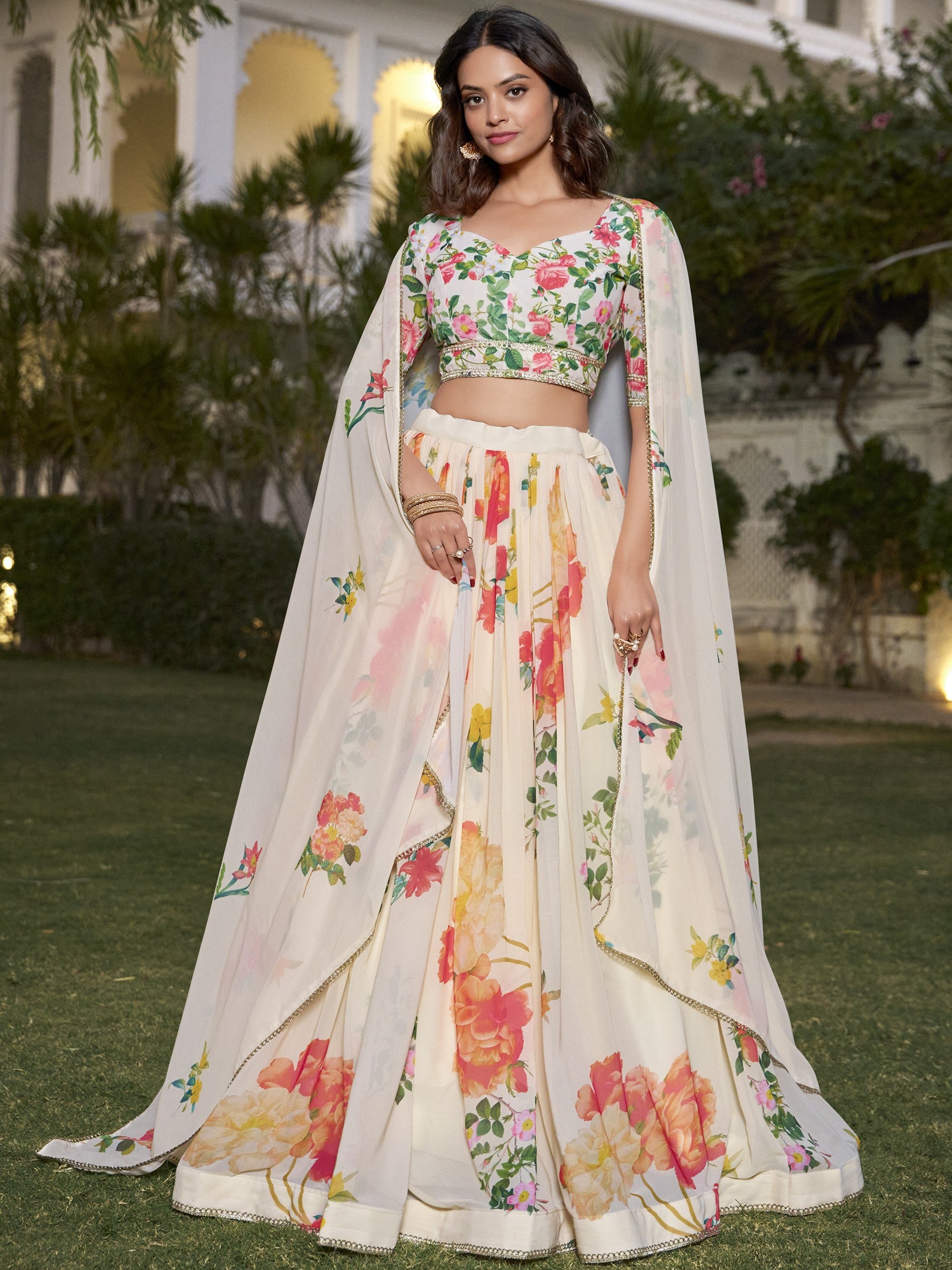 Georgette Floral Printed Lehenga For Women