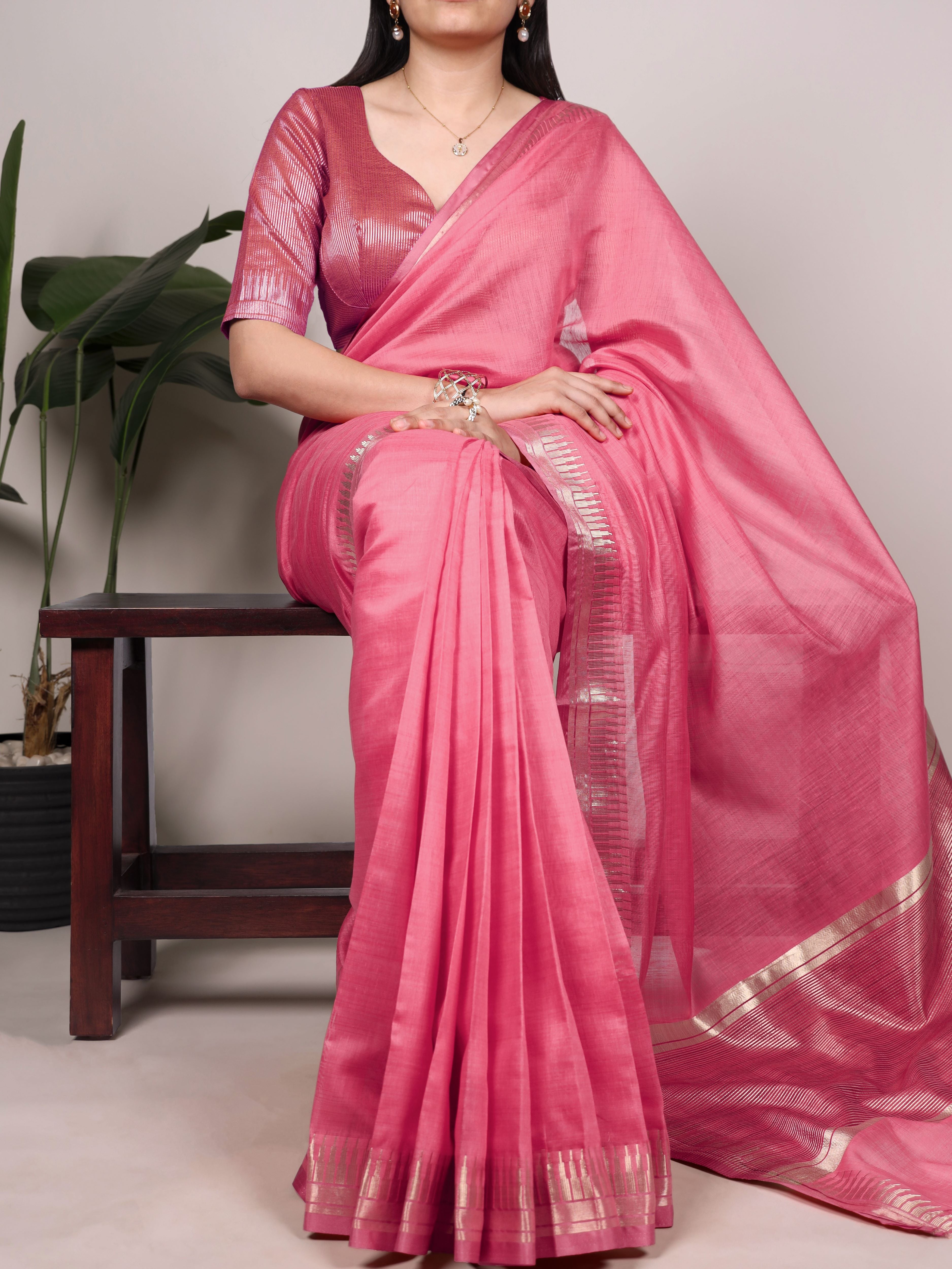 Cotton Silk Zari Weaving Saree