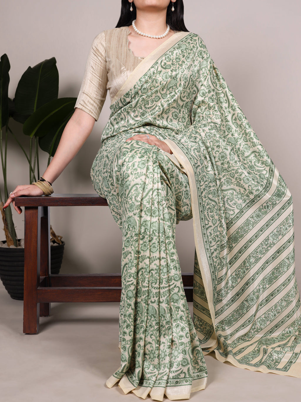 Tussar Silk Printed Saree