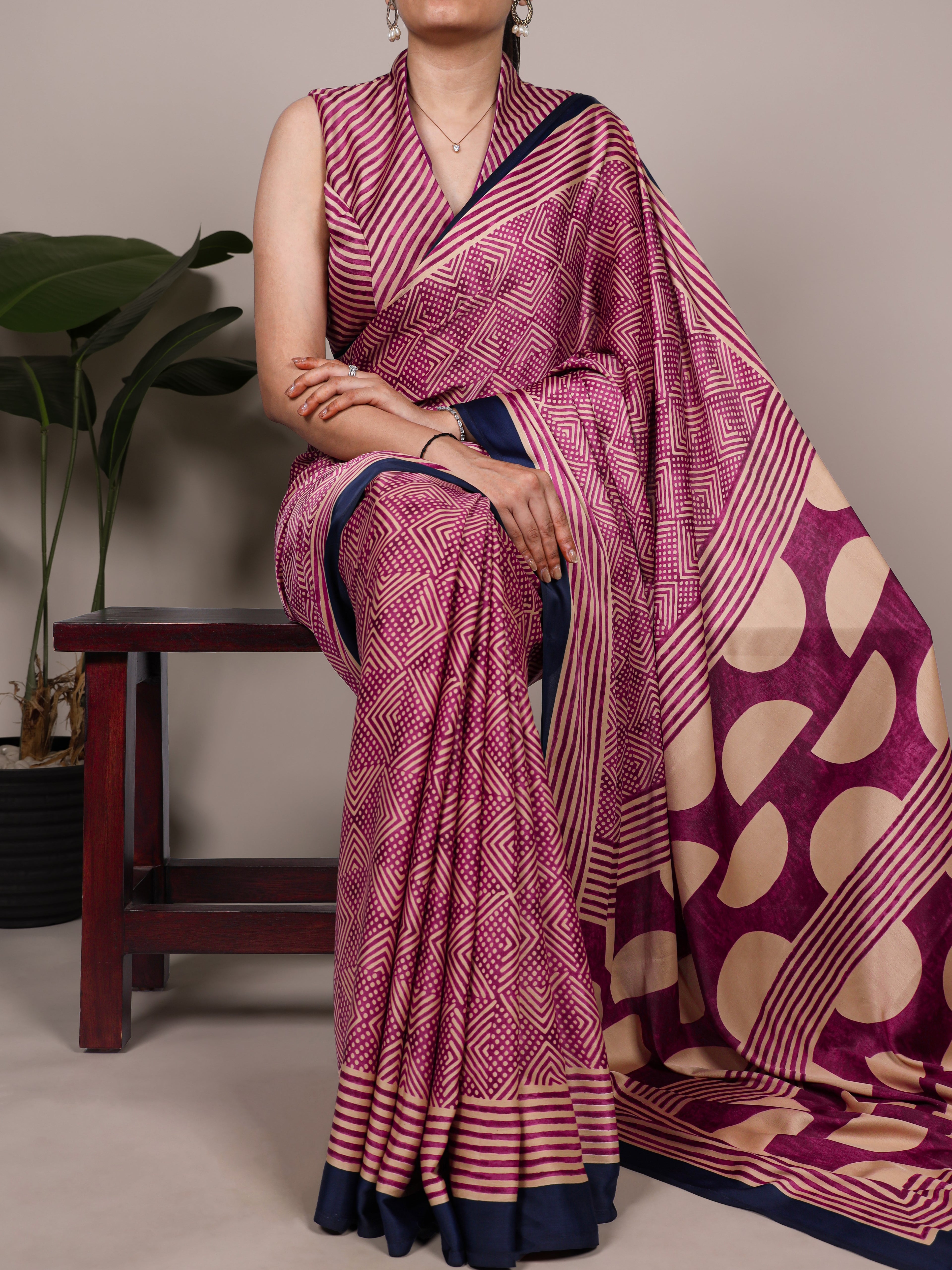 Dull Satin Printed Saree