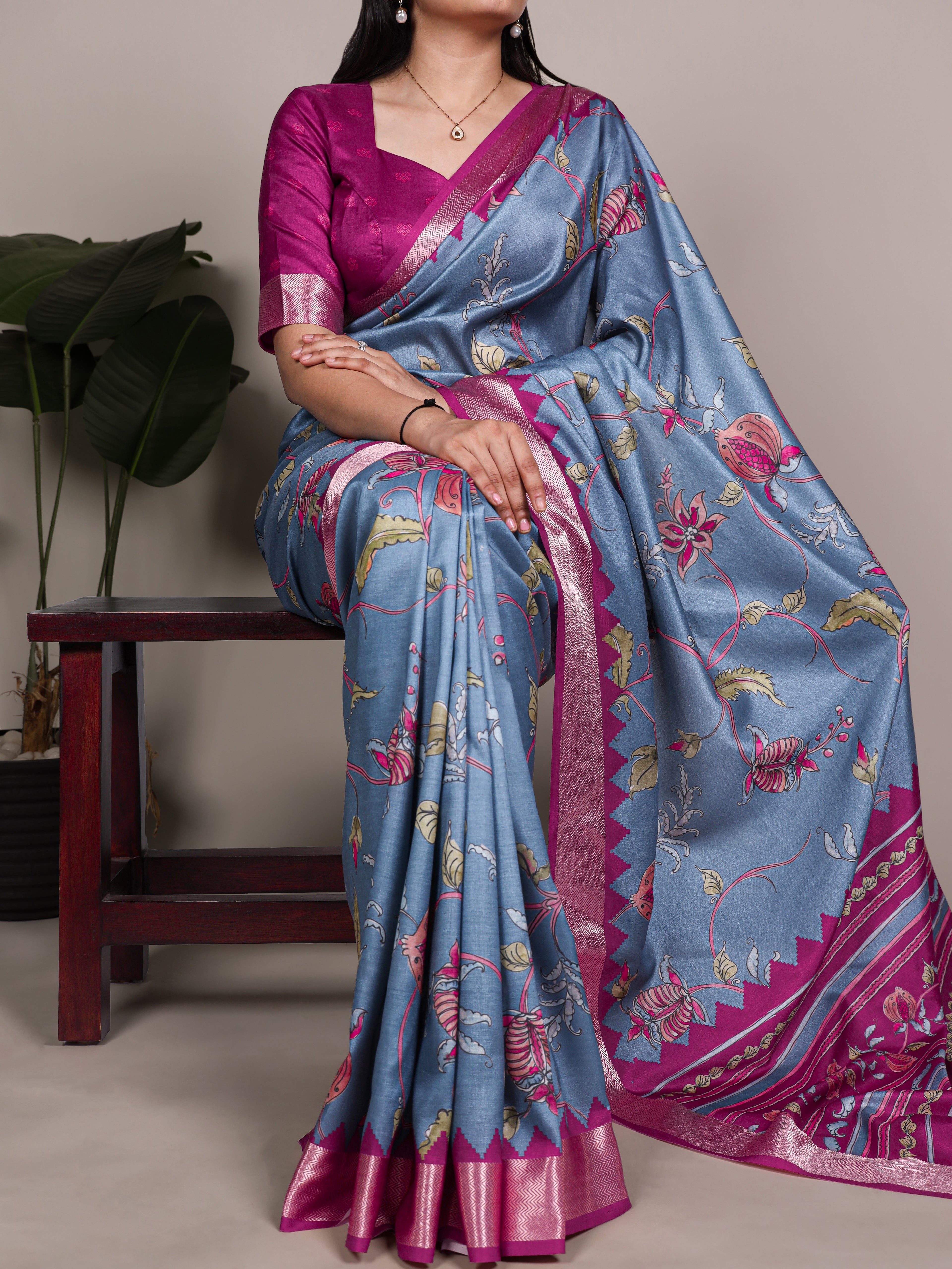 Tussar Silk Printed Saree