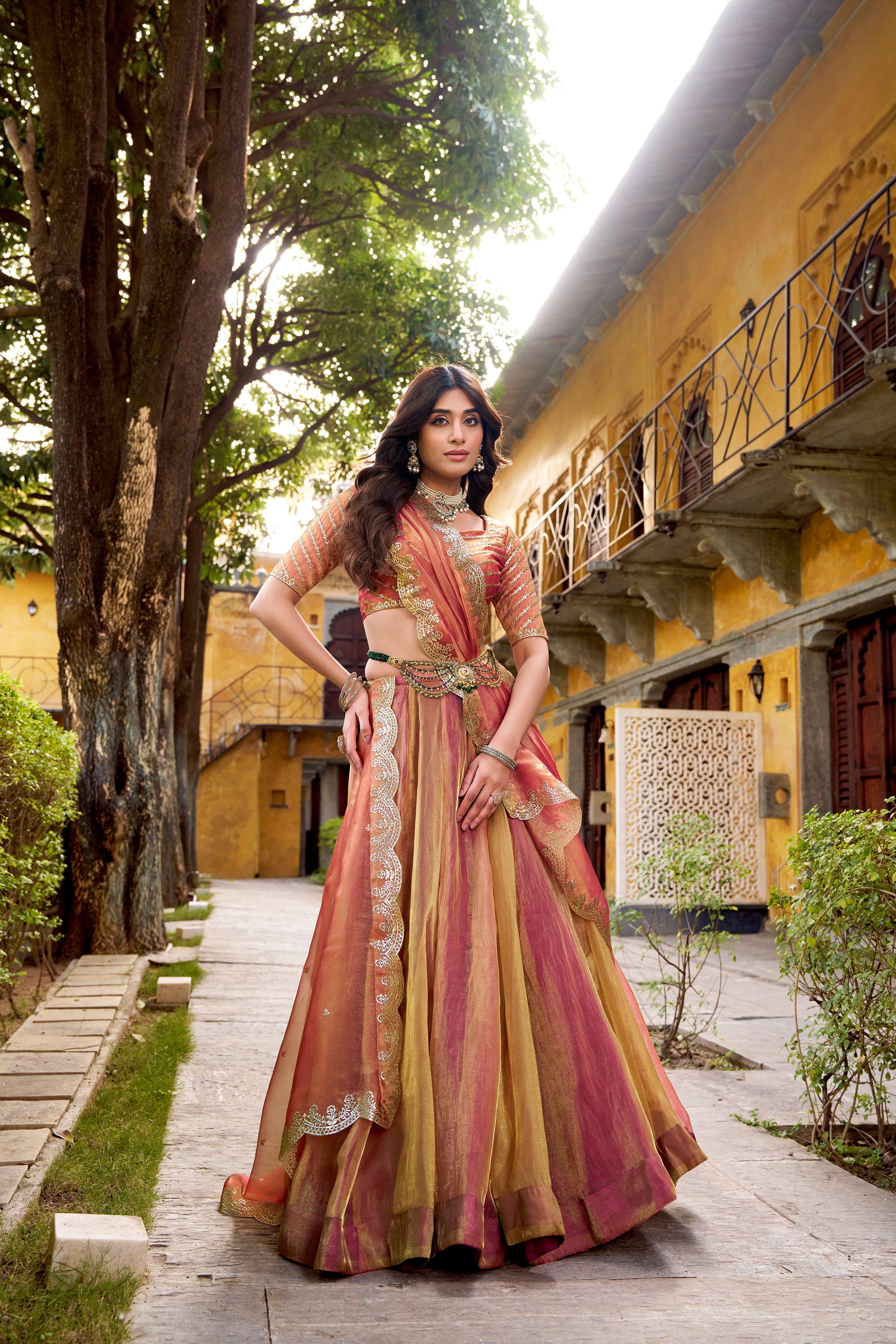 Silk Thread Embroidered Lehenga With Dupatta