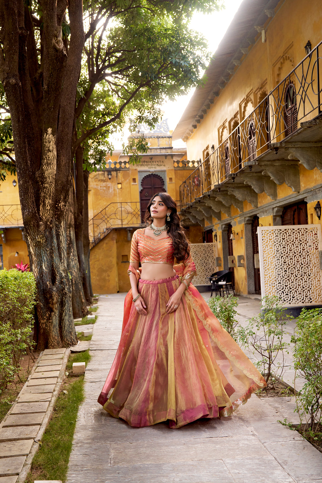 Silk Thread Embroidered Lehenga With Dupatta