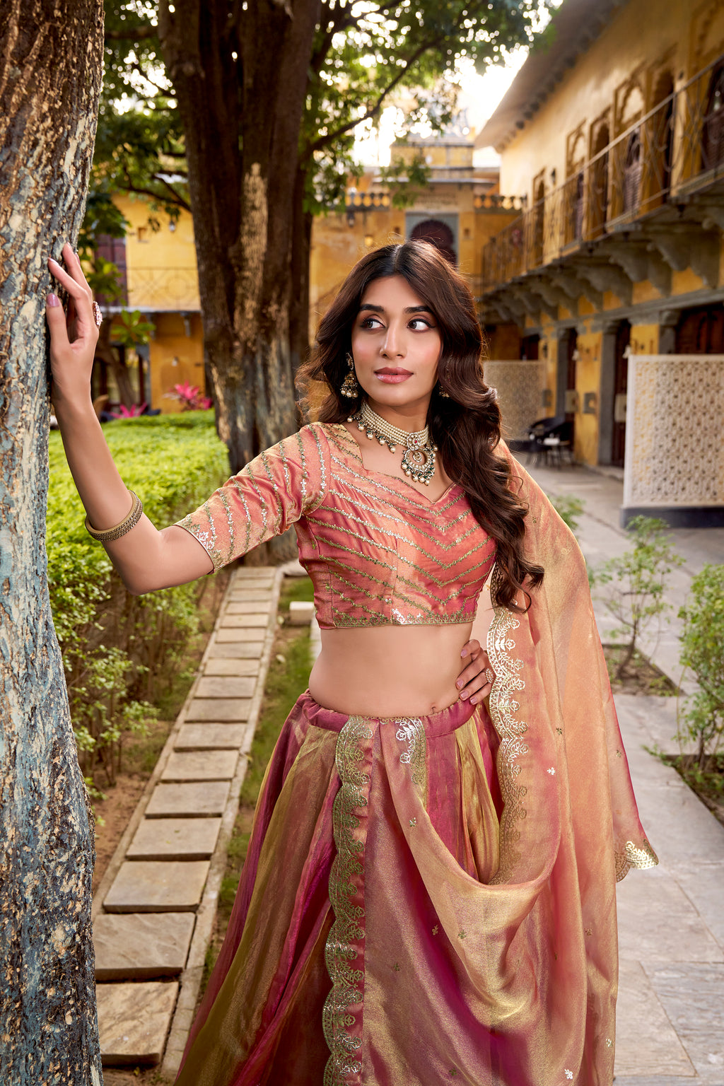 Silk Thread Embroidered Lehenga With Dupatta