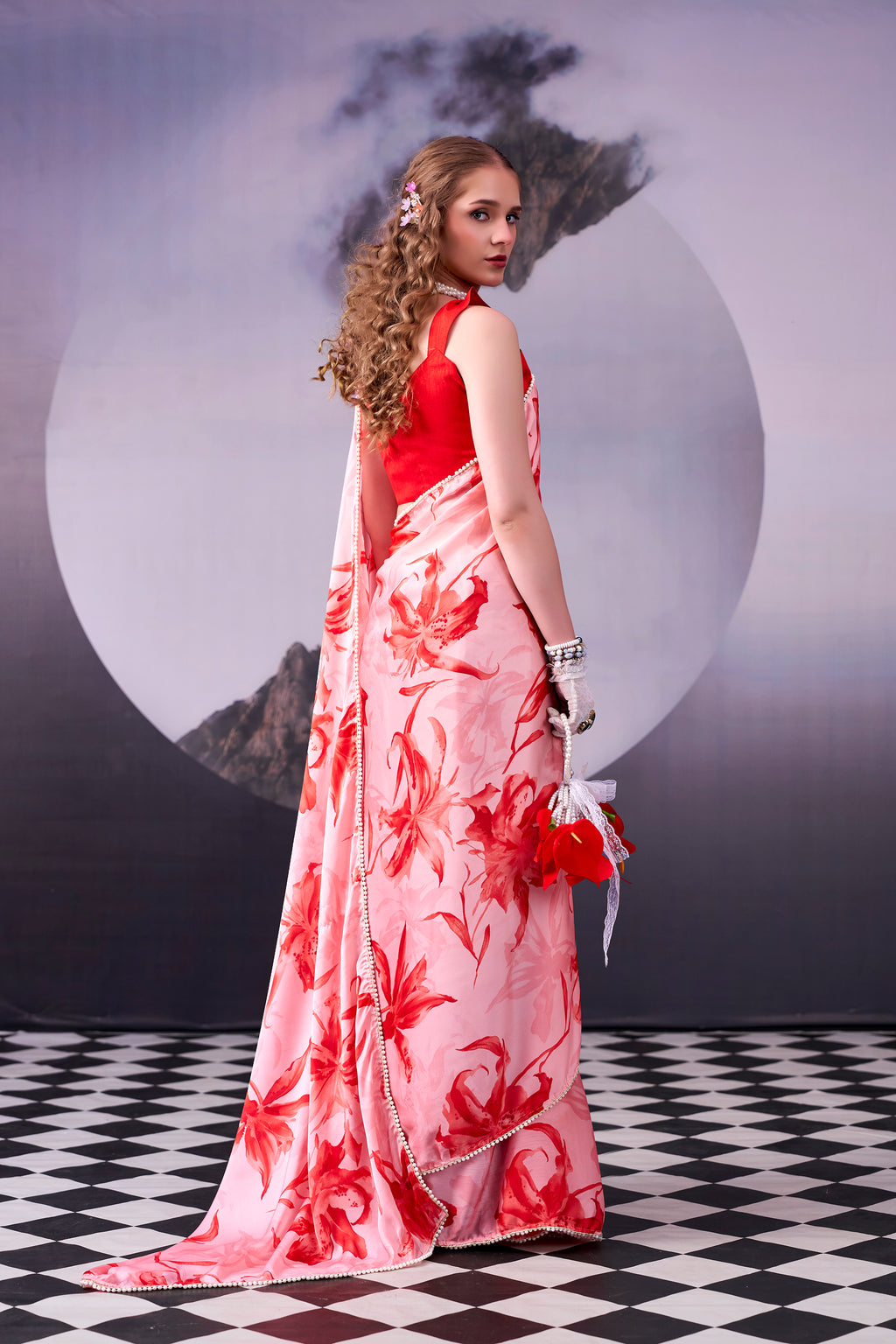 Satin Silk Floral Printed Saree