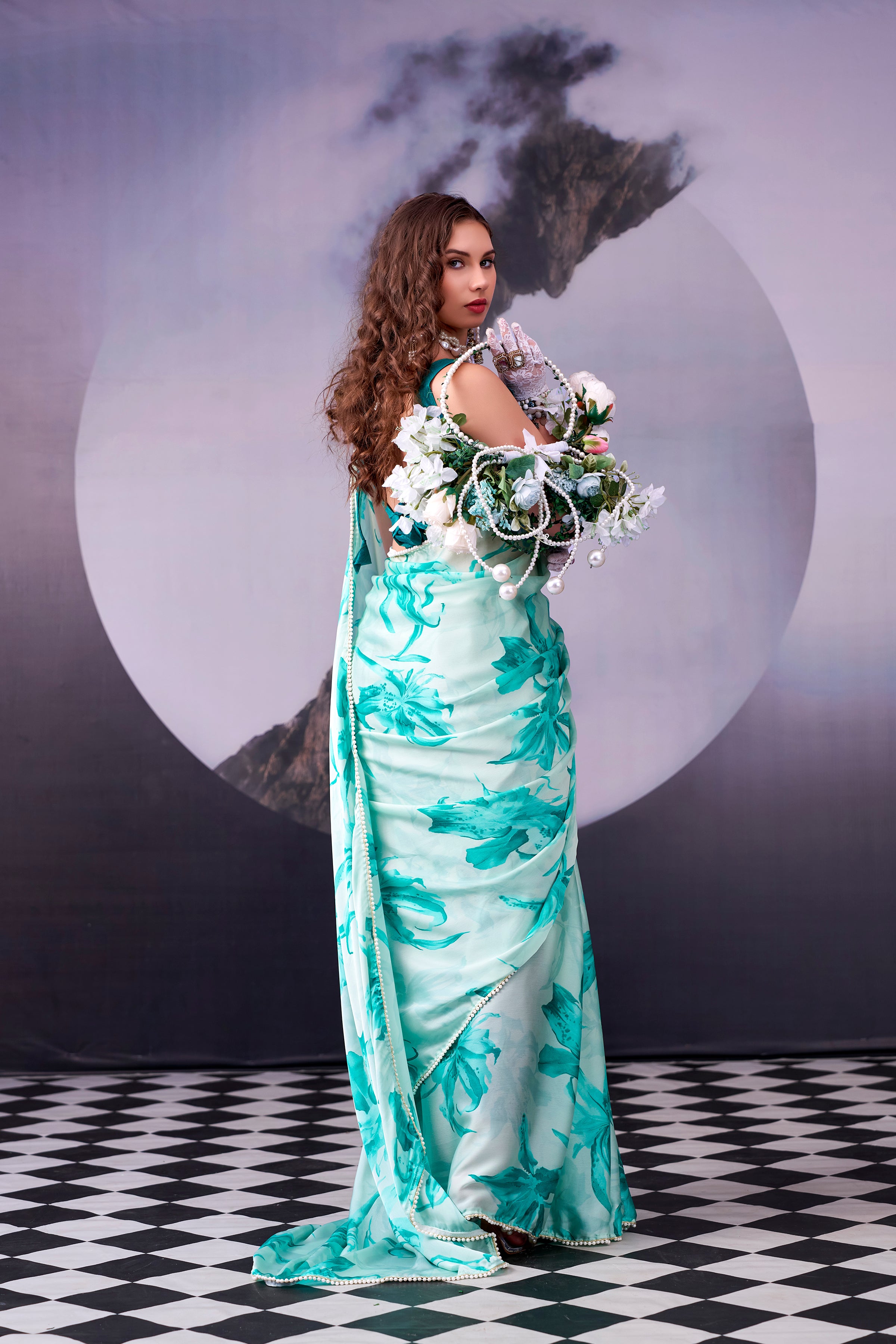 Satin Silk Floral Printed Saree