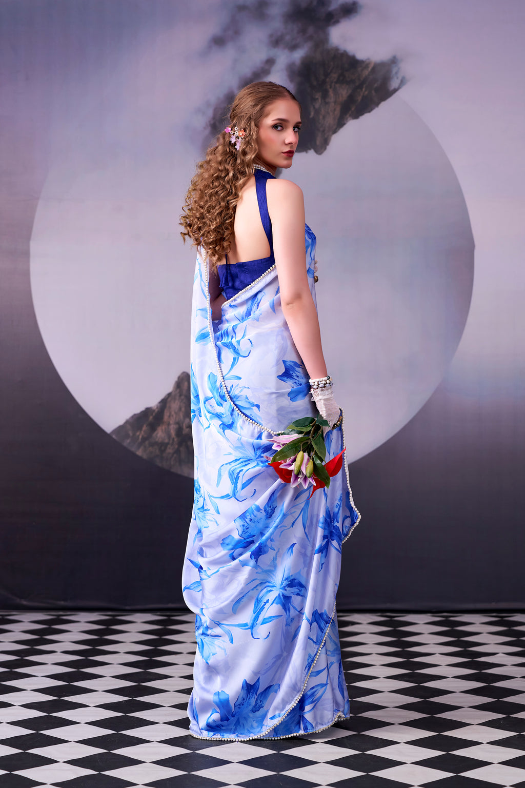 Satin Silk Floral Printed Saree