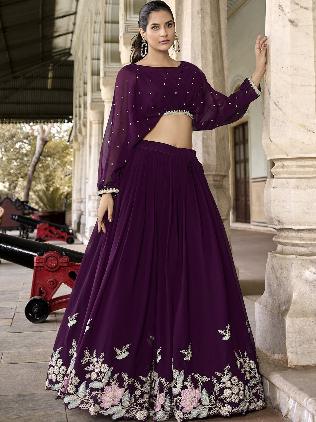 Georgette Thread Embroidered Lehenga