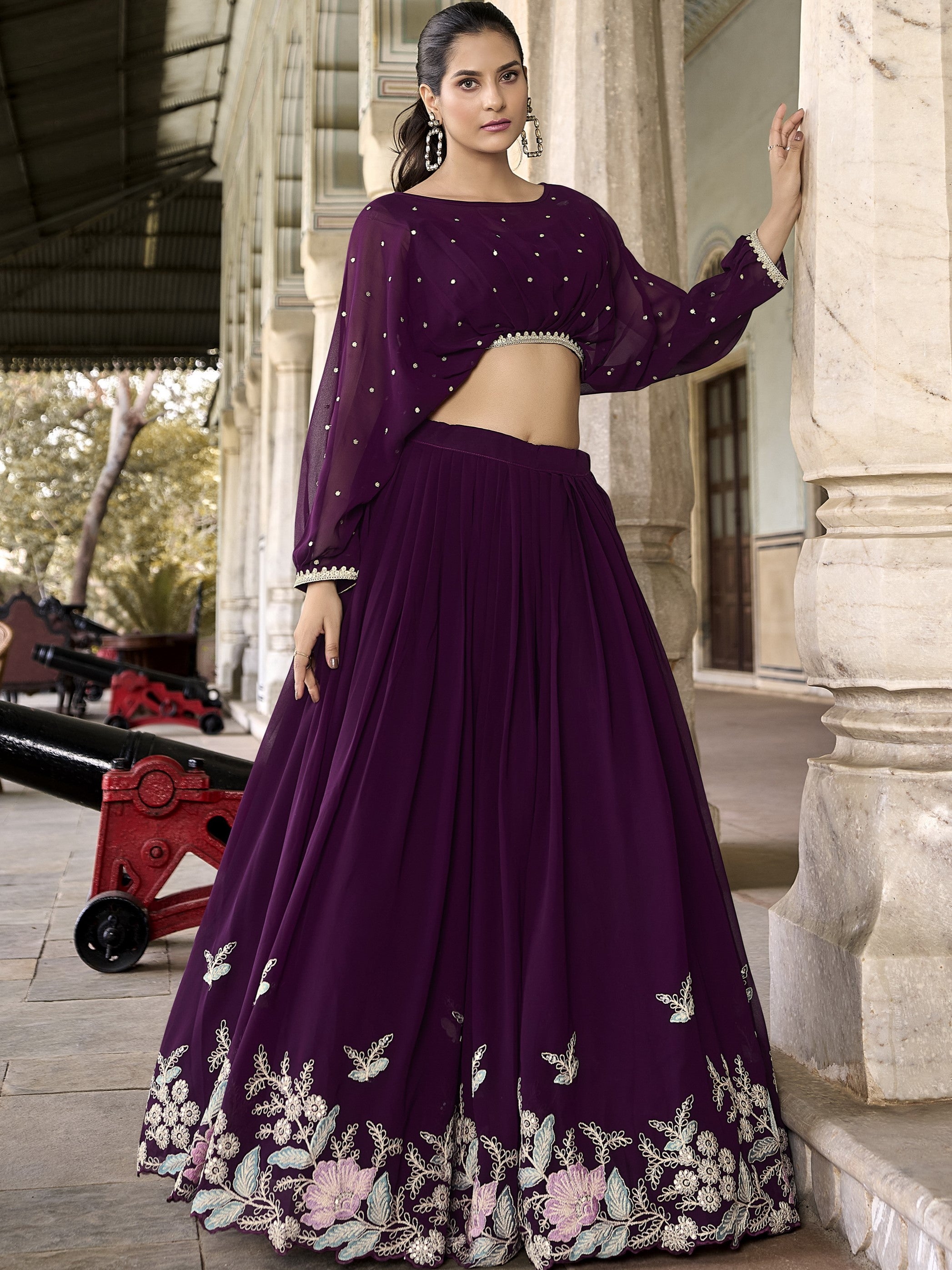 Georgette Thread Embroidered Lehenga