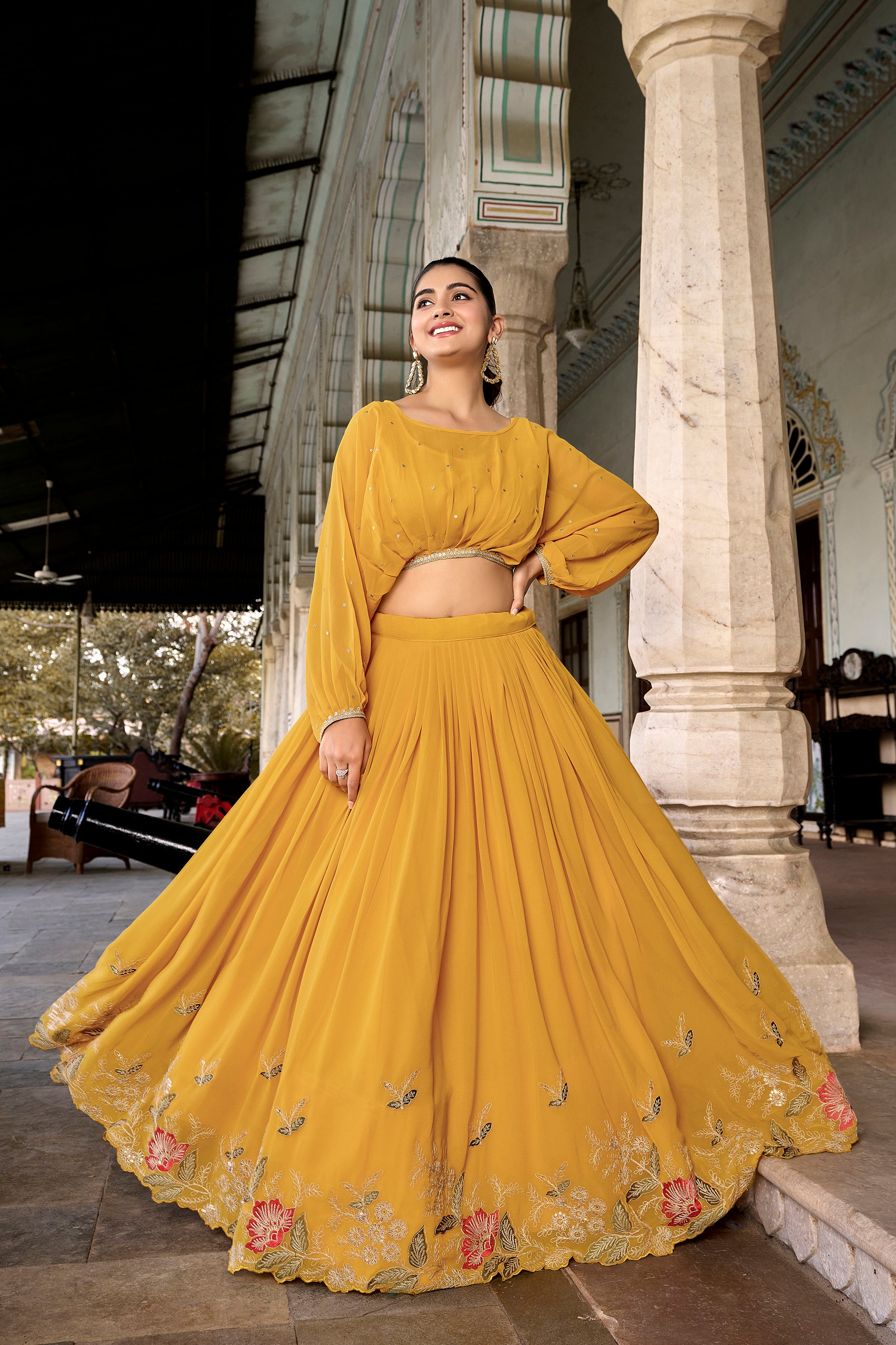 Georgette Thread Embroidered Lehenga