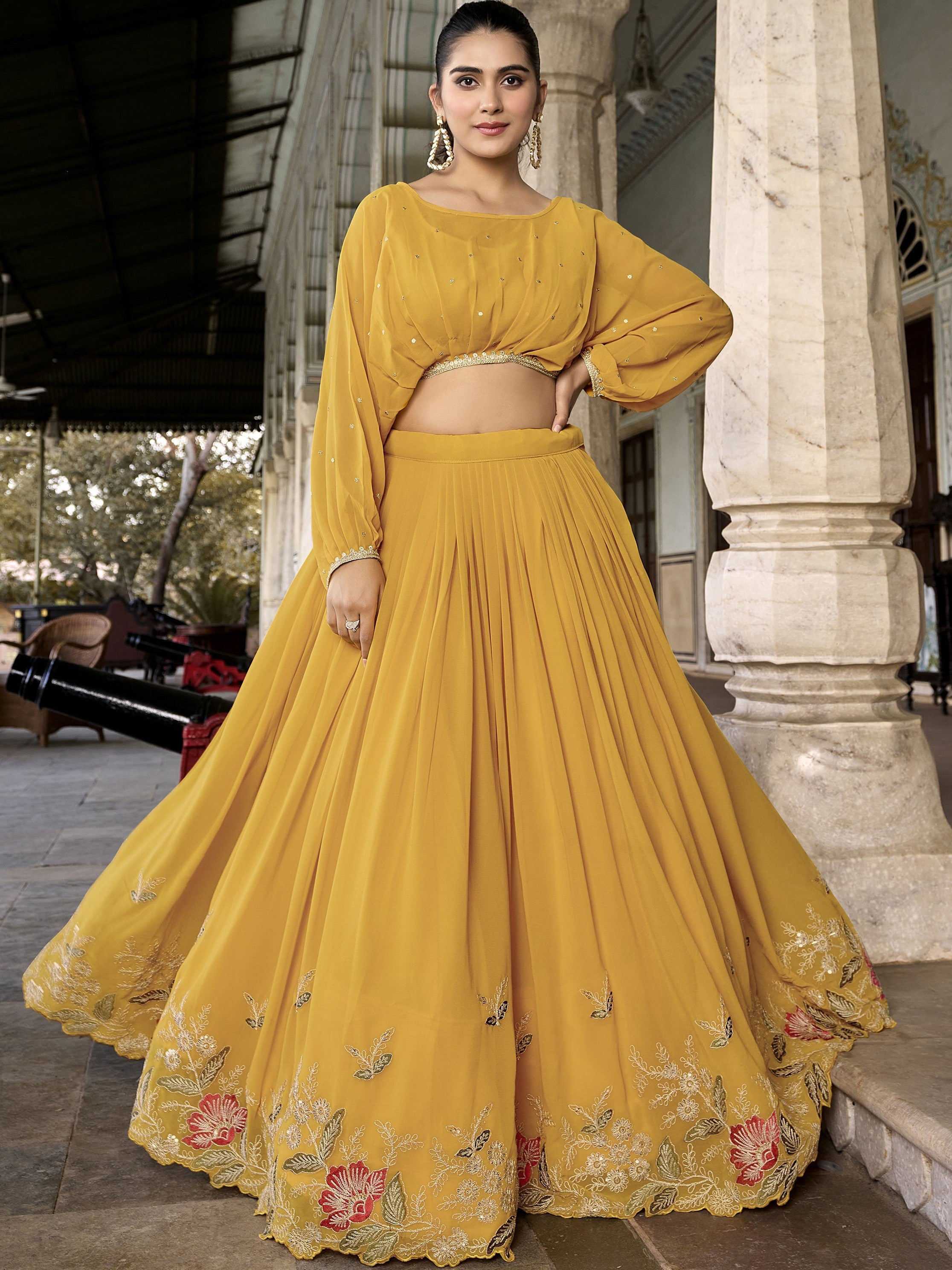 Georgette Thread Embroidered Lehenga