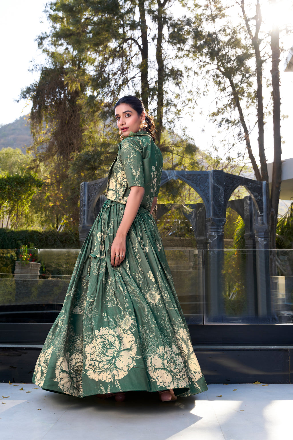 Tussar Silk Floral Printed Lehenga For Women