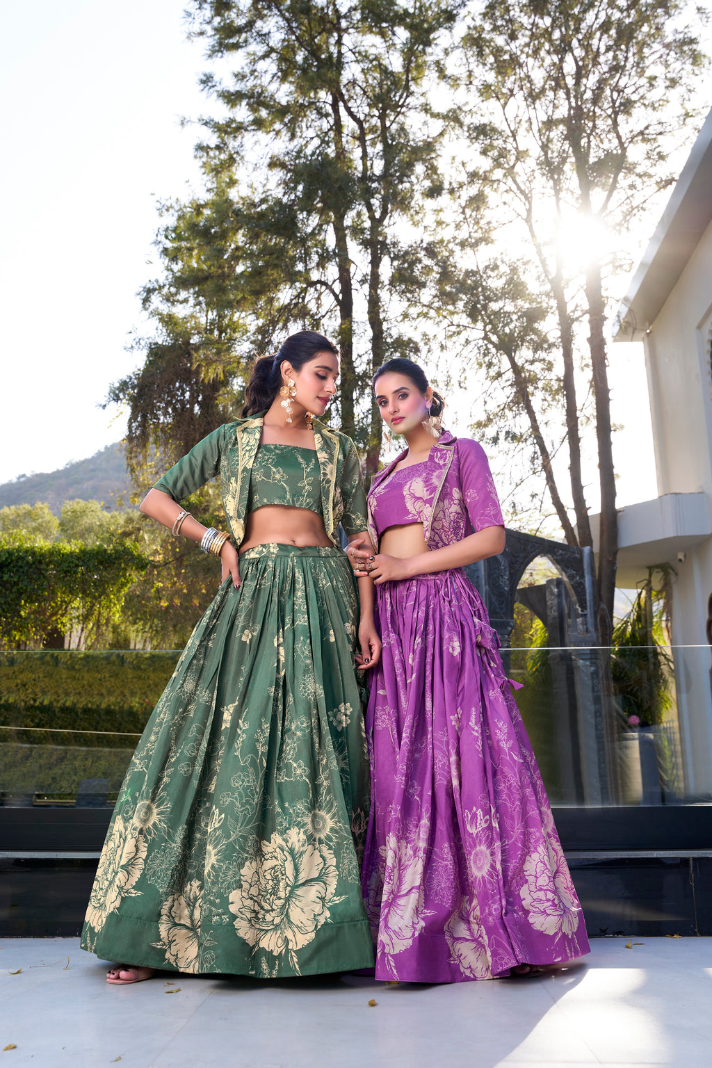 Tussar Silk Floral Printed Lehenga For Women